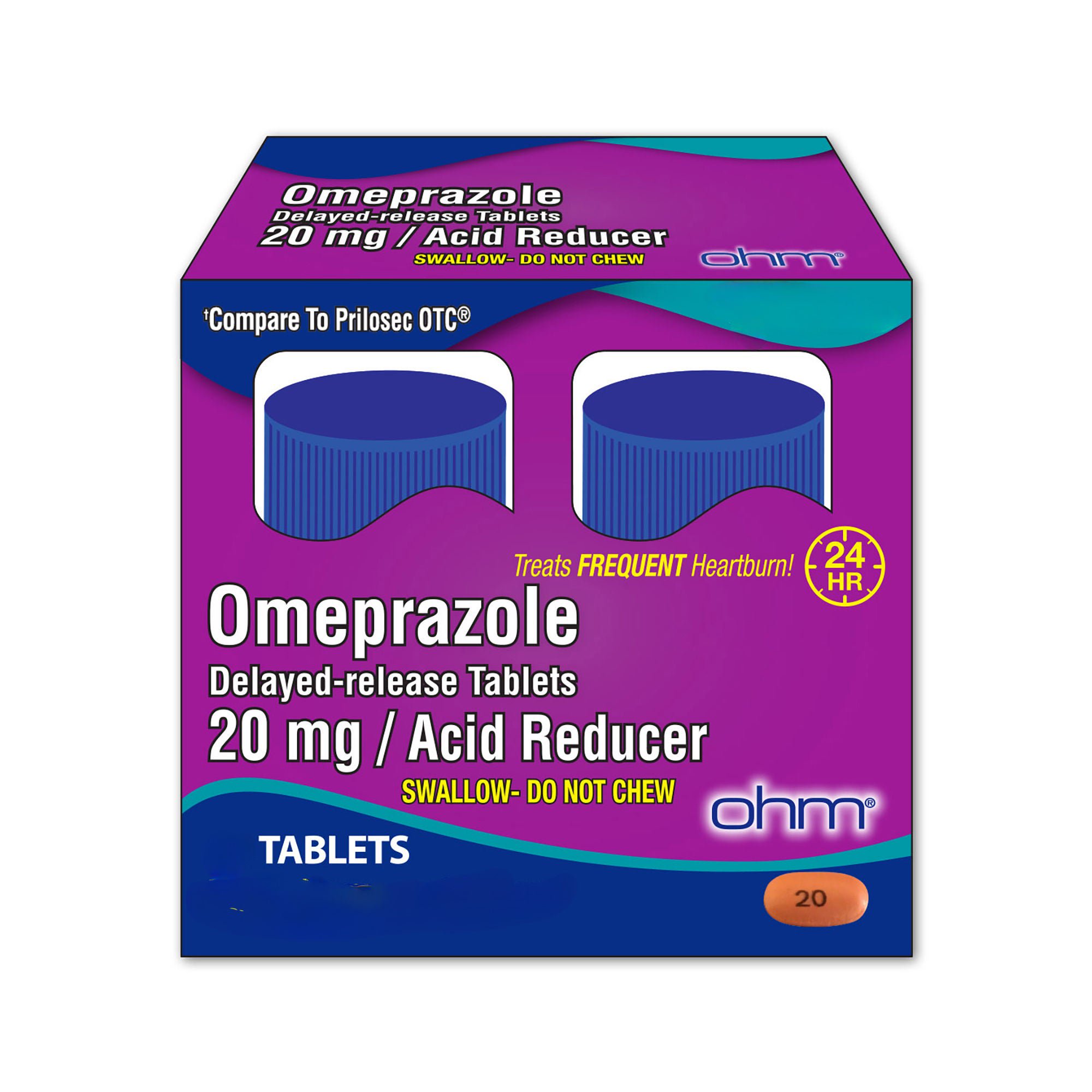 Ohm Labs - 51660002914 ohm® 20 mg Omeprazole Acid Reducer Delayed-released Tablets
