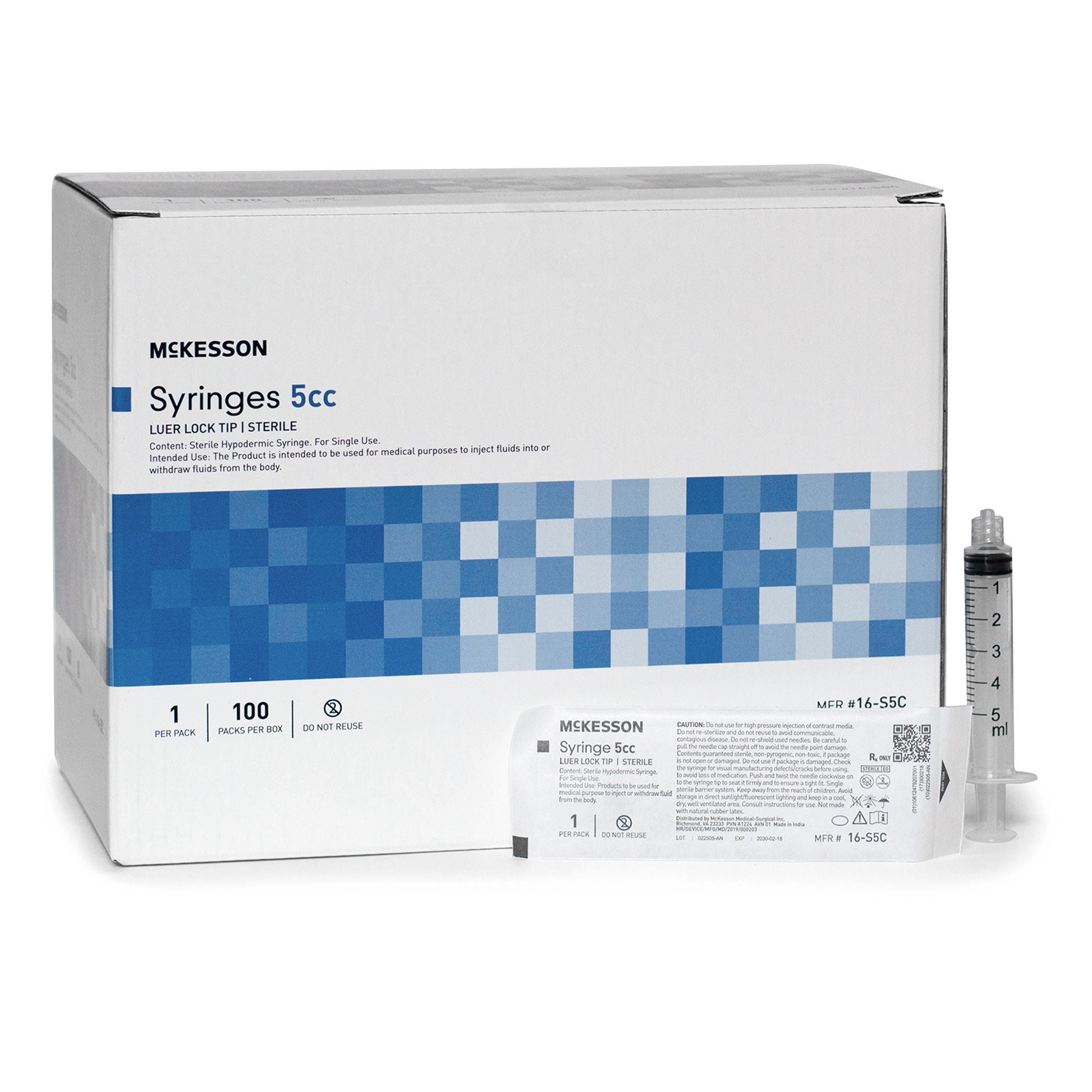 McKesson Brand - 16-S5C General Purpose Syringe McKesson 5 mL Luer Lock Tip Without Safety