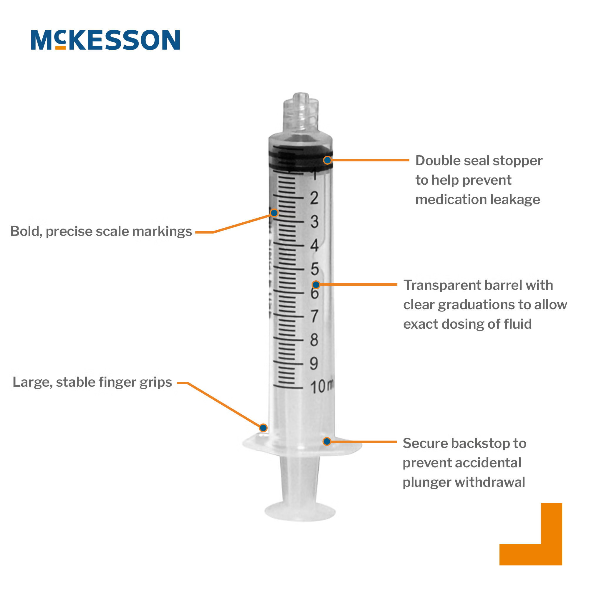 McKesson Brand - 16-S10C General Purpose Syringe McKesson 10 mL Luer Lock Tip Without Safety
