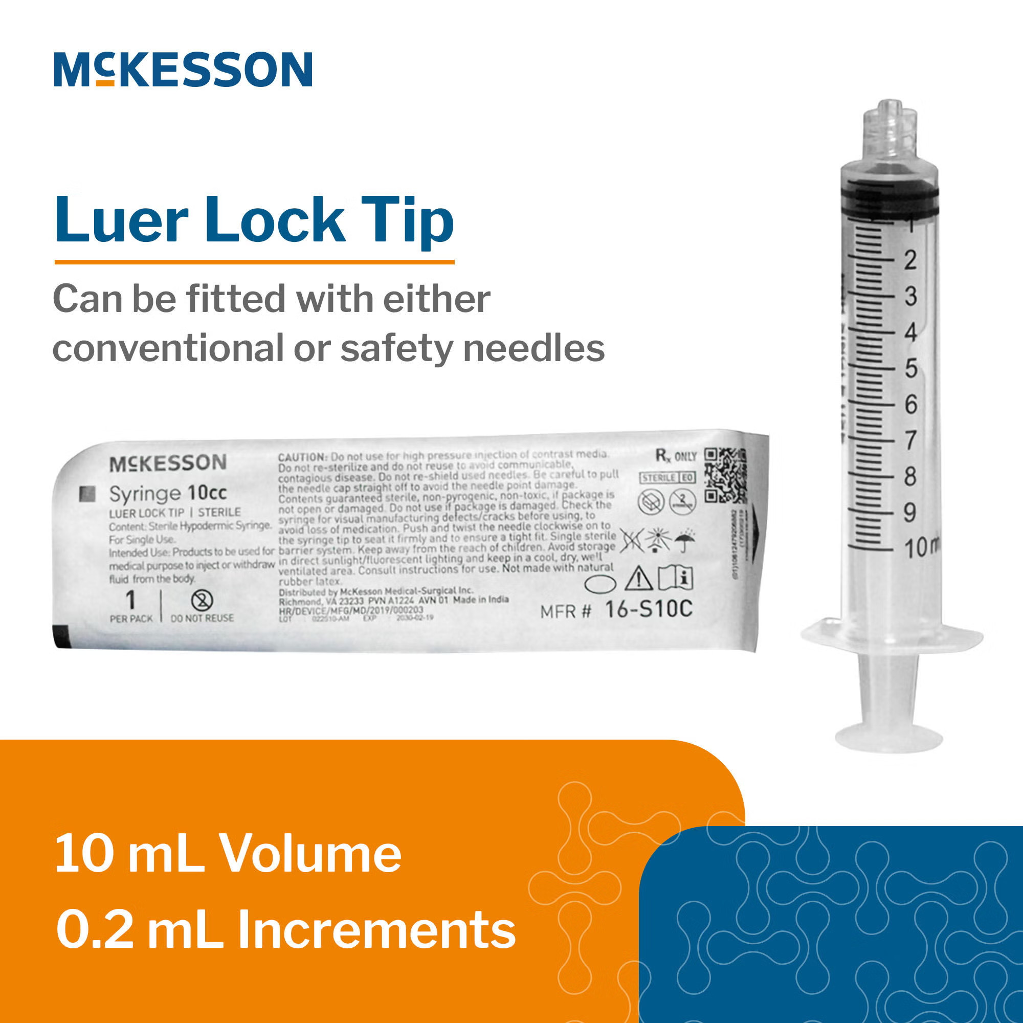 McKesson Brand - 16-S10C General Purpose Syringe McKesson 10 mL Luer Lock Tip Without Safety