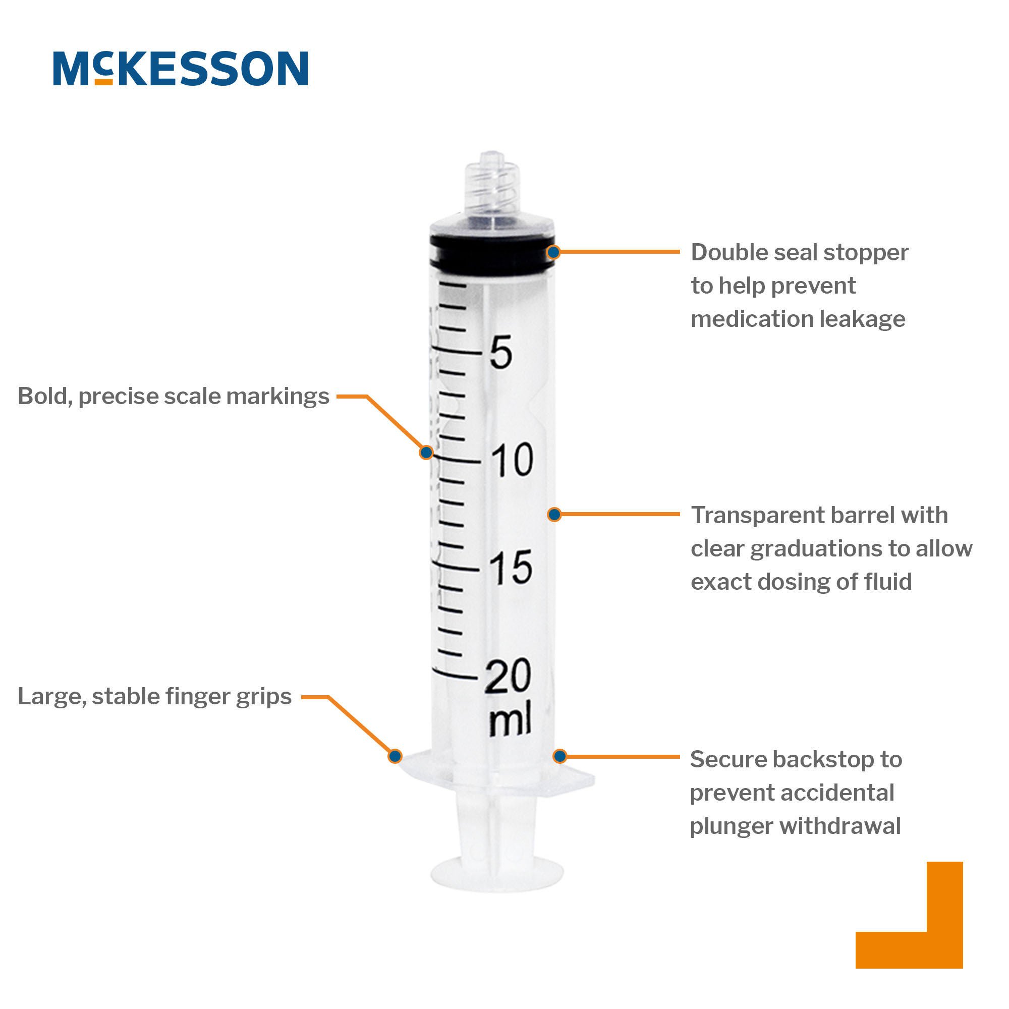 McKesson Brand - 16-S20C General Purpose Syringe McKesson 20 mL Luer Lock Tip Without Safety
