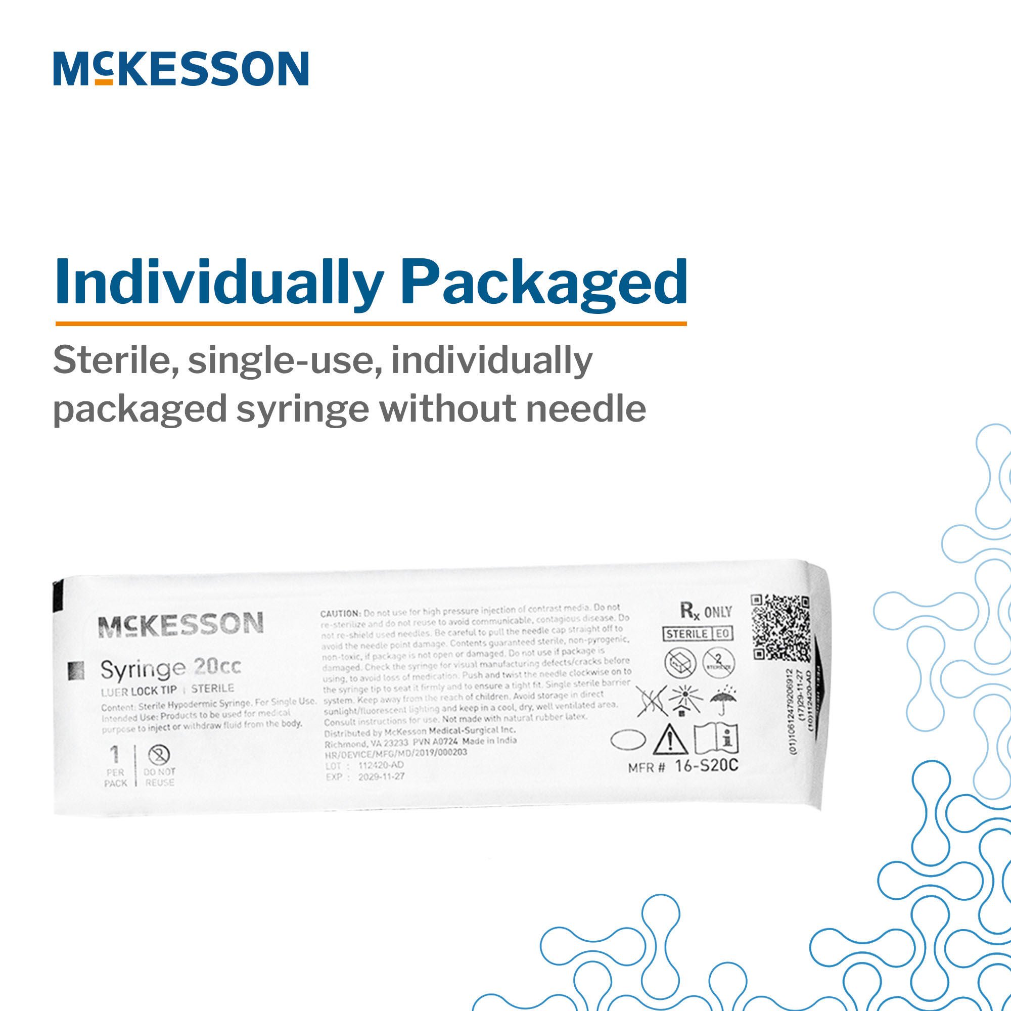 McKesson Brand - 16-S20C General Purpose Syringe McKesson 20 mL Luer Lock Tip Without Safety