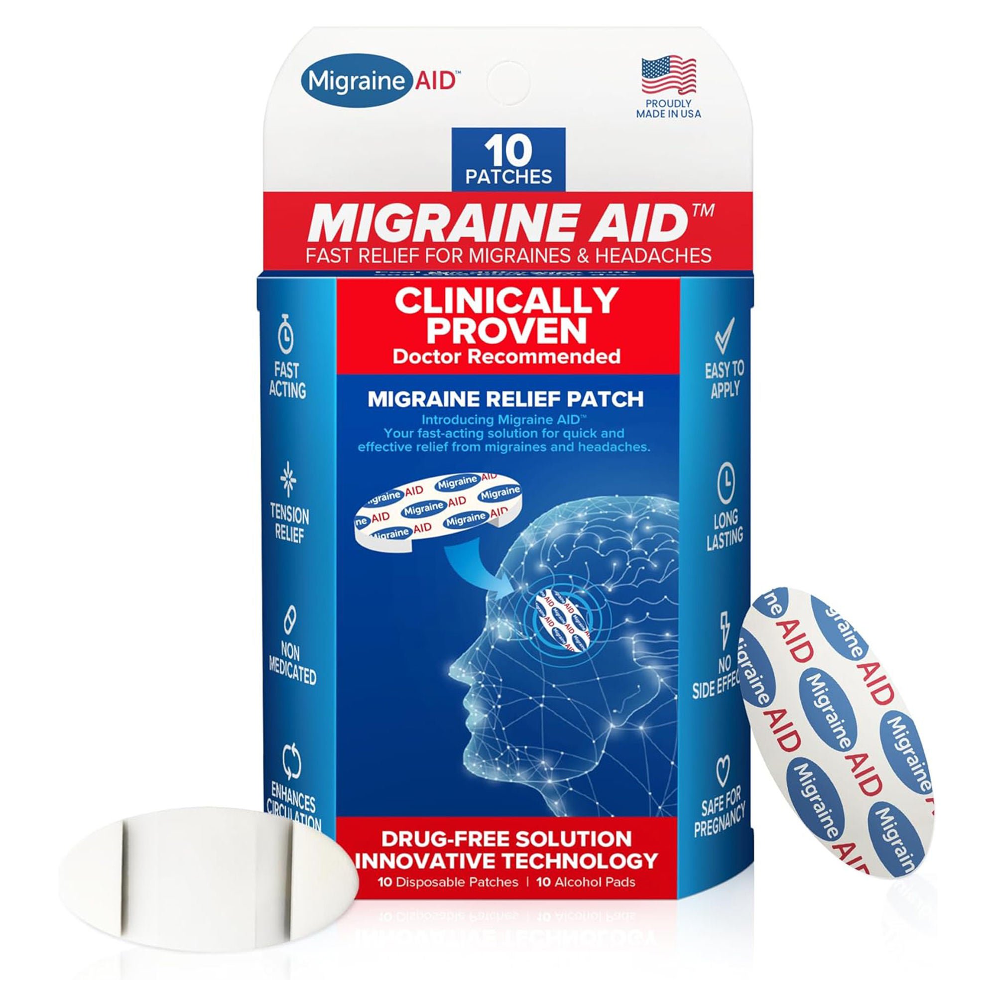 Carpal AID LLC - MA-10PK Migraine AID Migraine Headache Relief Patches