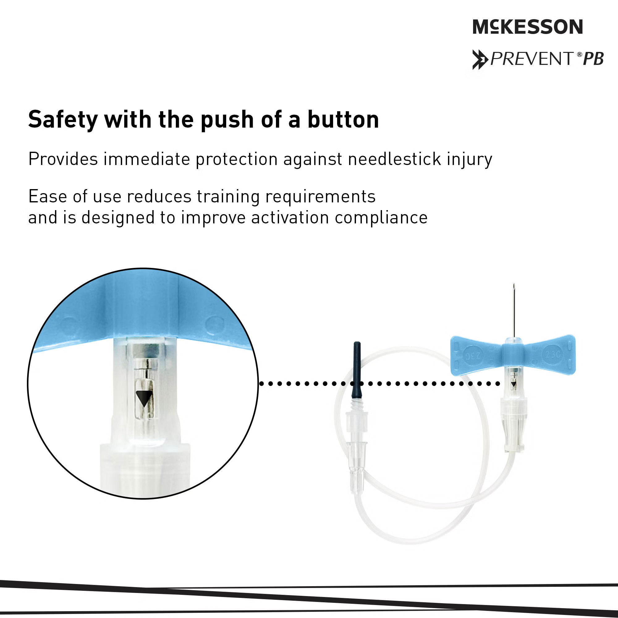 McKesson Brand - 17-BC2375 McKesson Prevent® PB Blood Collection Set 23 Gauge 3/4 Inch Needle Length Safety Needle 12 Inch Tubing Sterile