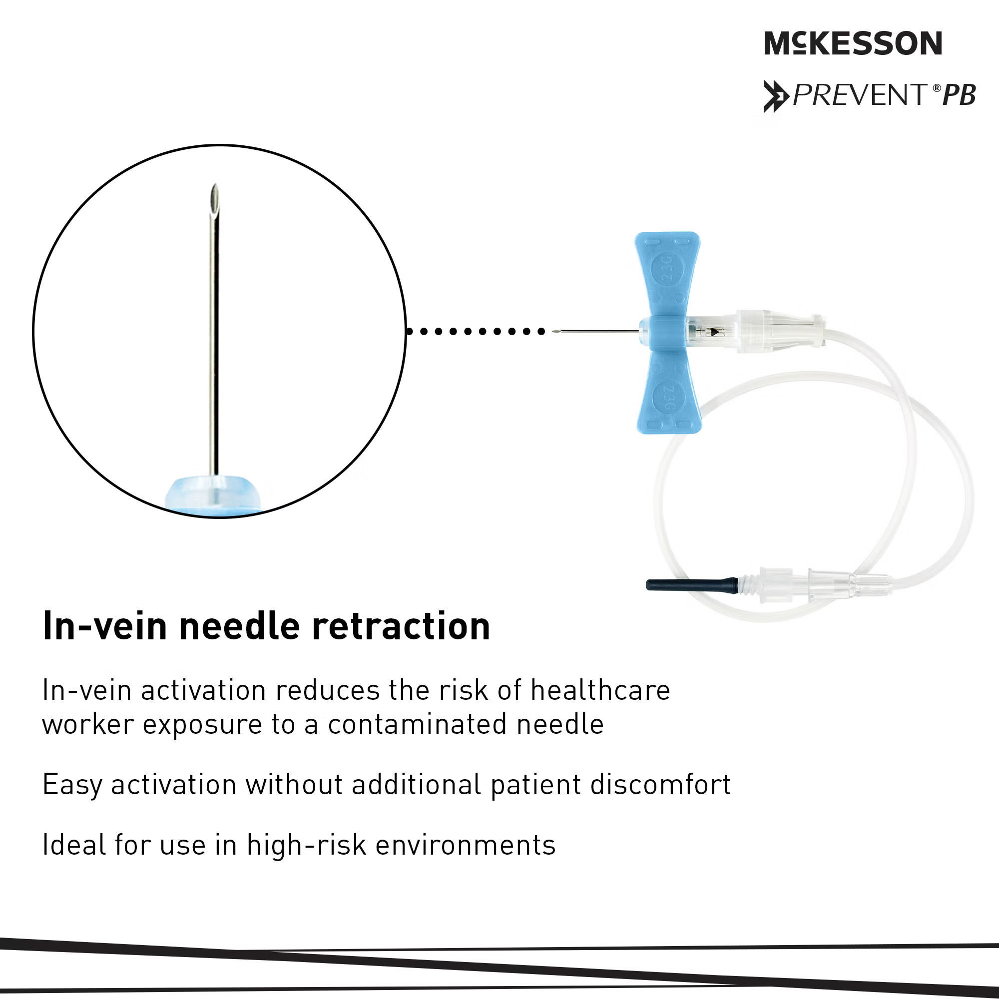 McKesson Brand - 17-BC2375 McKesson Prevent® PB Blood Collection Set 23 Gauge 3/4 Inch Needle Length Safety Needle 12 Inch Tubing Sterile