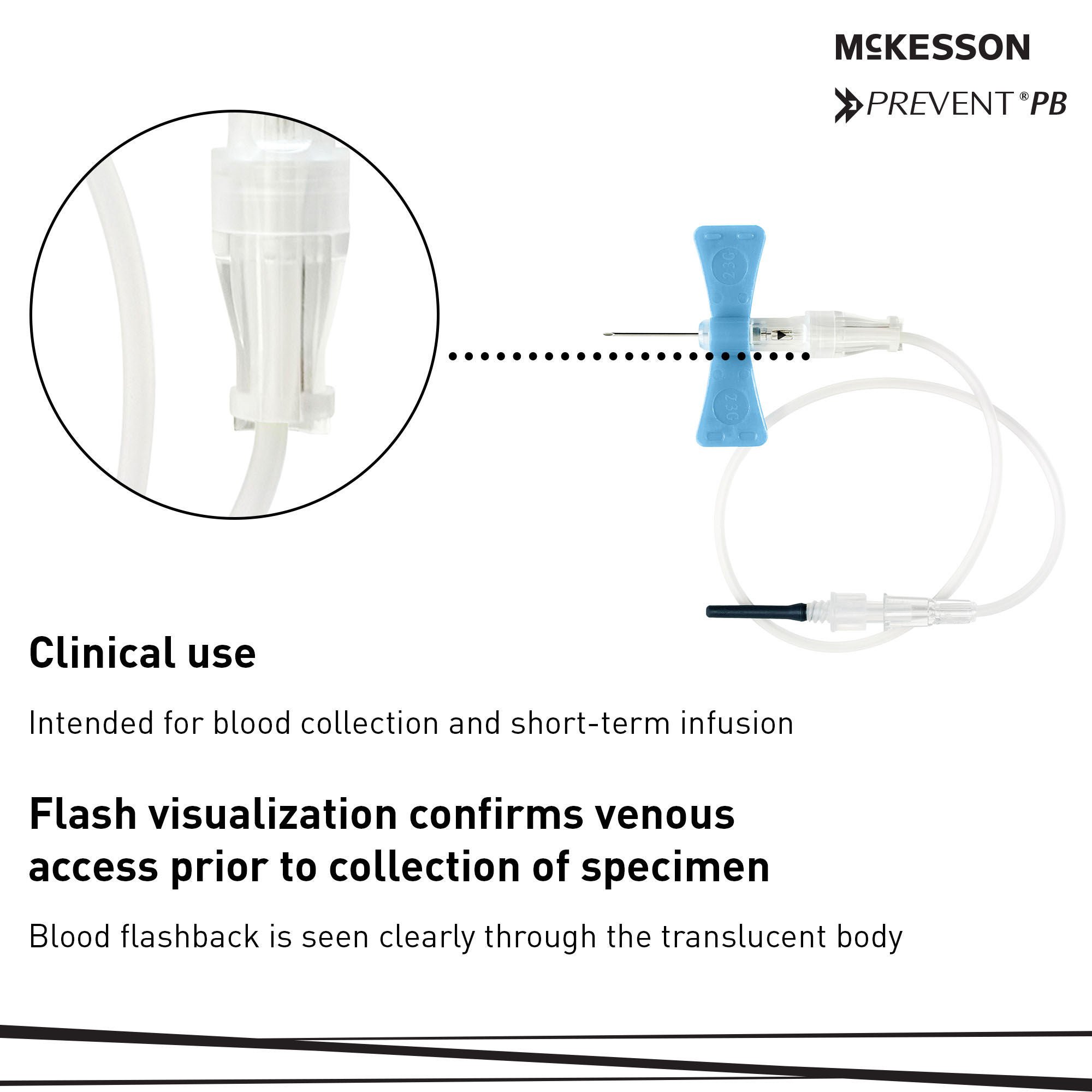 McKesson Brand - 17-BC2375 McKesson Prevent® PB Blood Collection Set 23 Gauge 3/4 Inch Needle Length Safety Needle 12 Inch Tubing Sterile