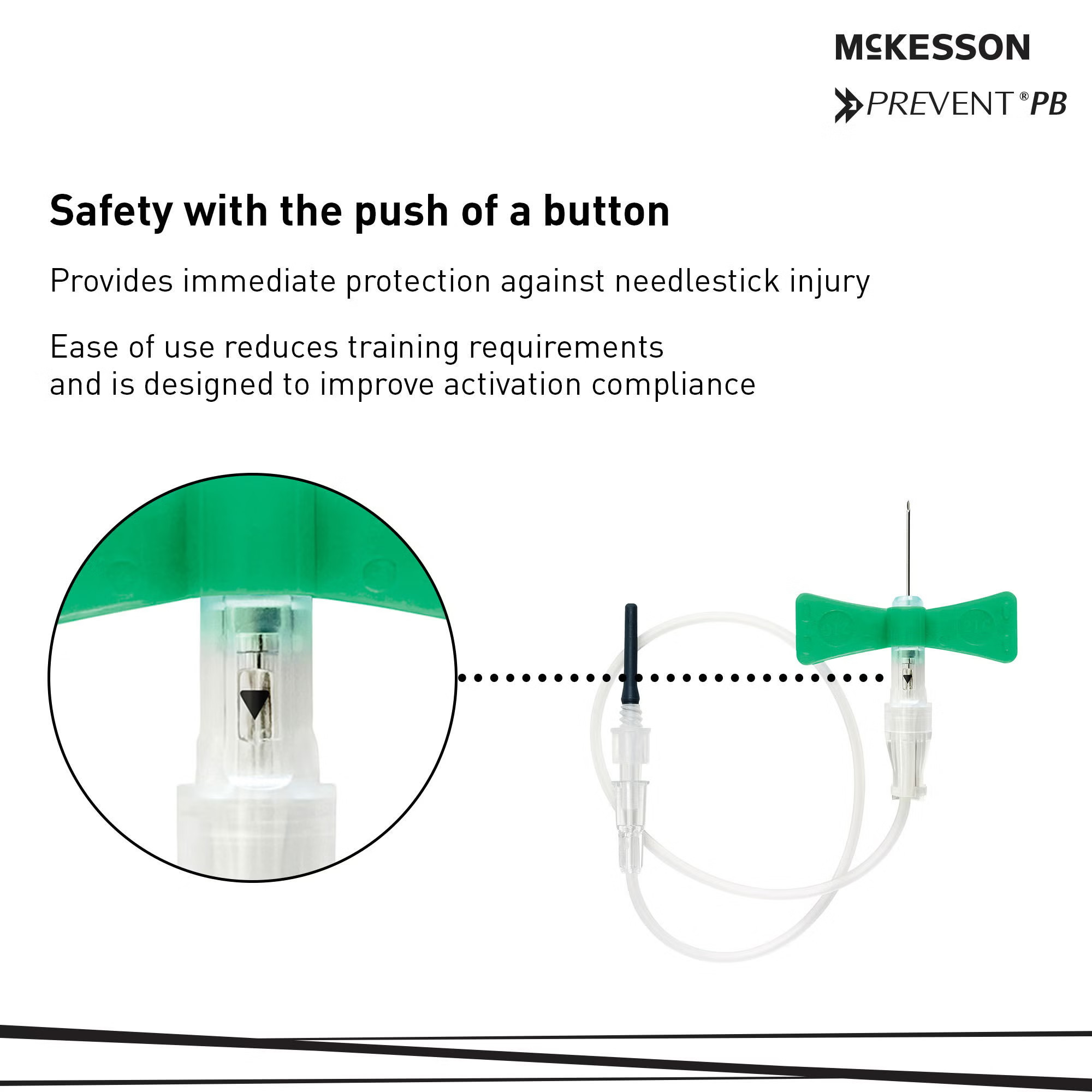 McKesson Brand - 17-BC2175 McKesson Prevent® PB Blood Collection Set 21 Gauge 3/4 Inch Needle Length Safety Needle 12 Inch Tubing Sterile