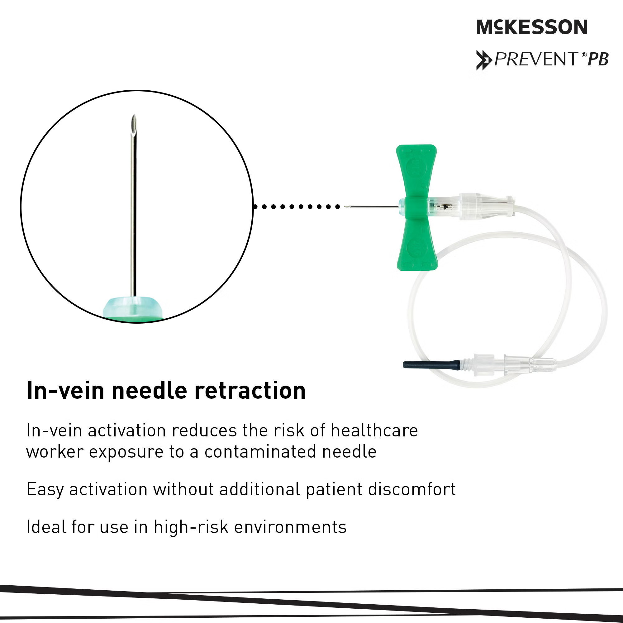 McKesson Brand - 17-BC2175 McKesson Prevent® PB Blood Collection Set 21 Gauge 3/4 Inch Needle Length Safety Needle 12 Inch Tubing Sterile