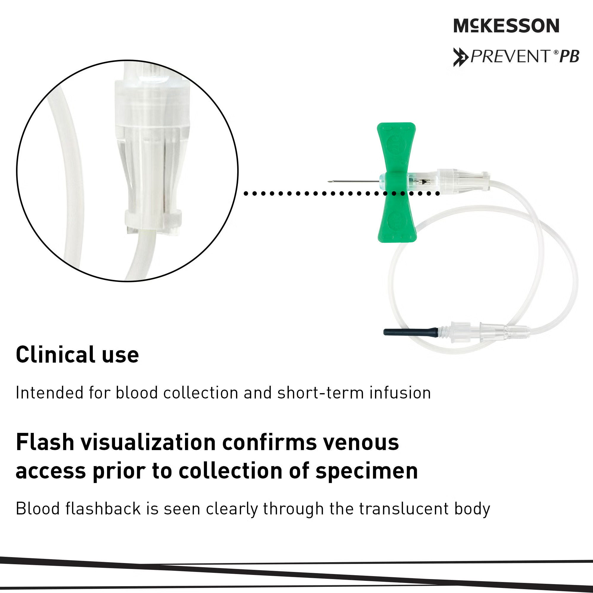 McKesson Brand - 17-BC2175 McKesson Prevent® PB Blood Collection Set 21 Gauge 3/4 Inch Needle Length Safety Needle 12 Inch Tubing Sterile