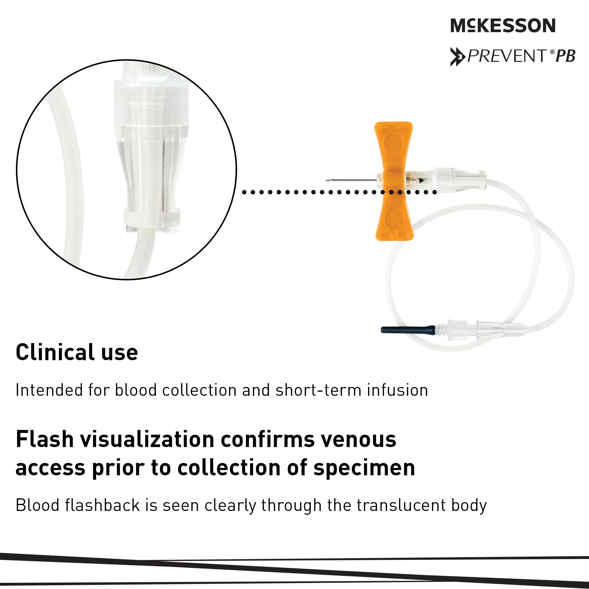 McKesson Brand - 17-BC2575 McKesson Prevent® PB Blood Collection Set 25 Gauge 3/4 Inch Needle Length Safety Needle 12 Inch Tubing Sterile