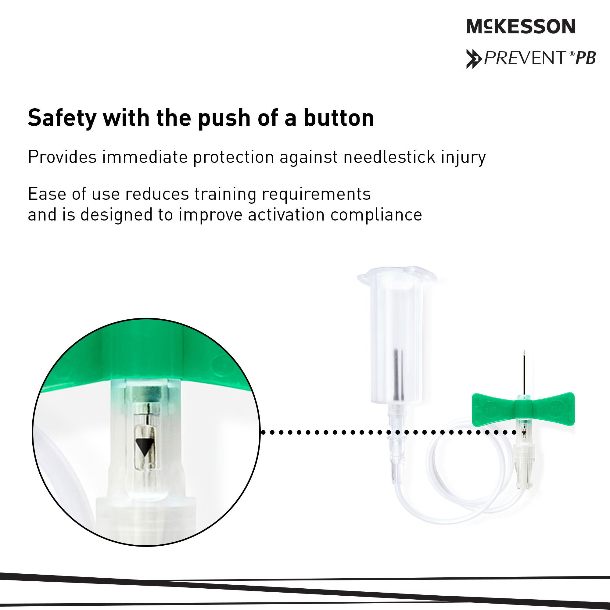 McKesson Brand - 17-BC2175H McKesson Prevent® PB Blood Collection Set with Holder 21 Gauge 3/4 Inch Needle Length Safety Needle 12 Inch Tubing Sterile