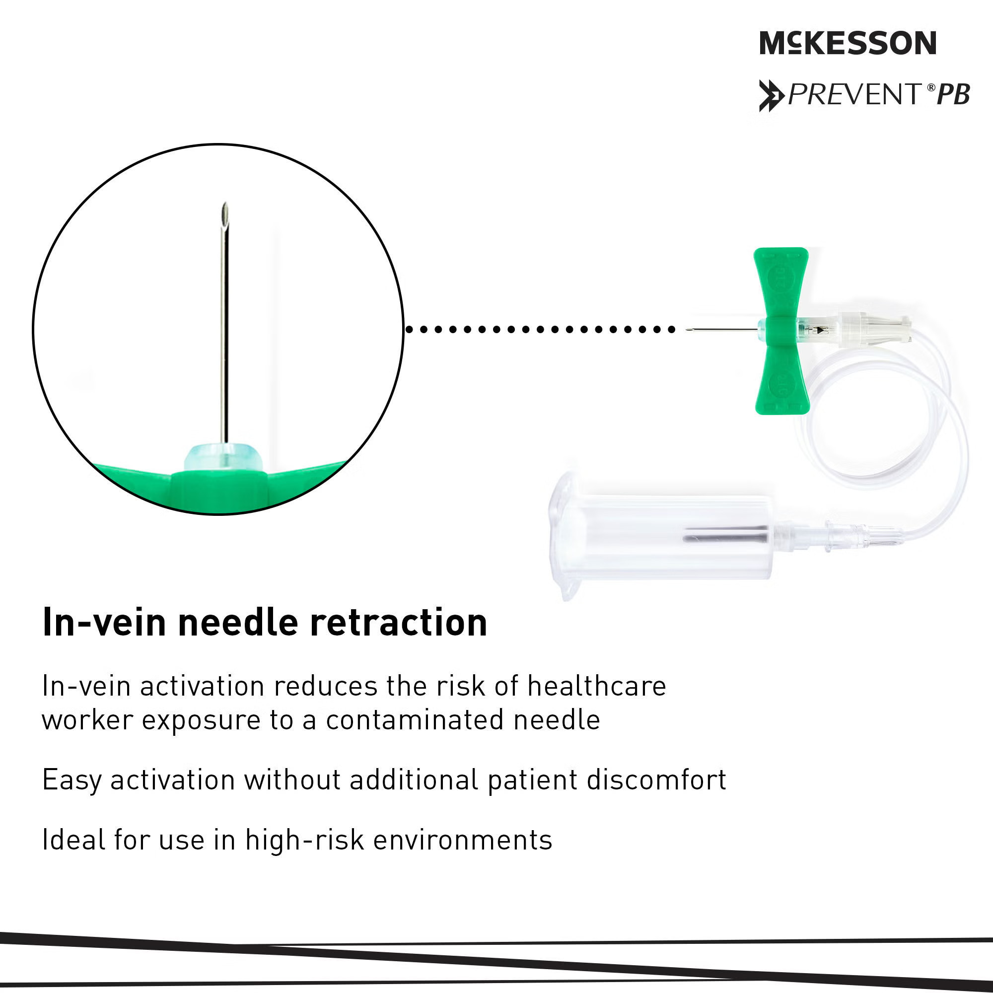 McKesson Brand - 17-BC2175H McKesson Prevent® PB Blood Collection Set with Holder 21 Gauge 3/4 Inch Needle Length Safety Needle 12 Inch Tubing Sterile