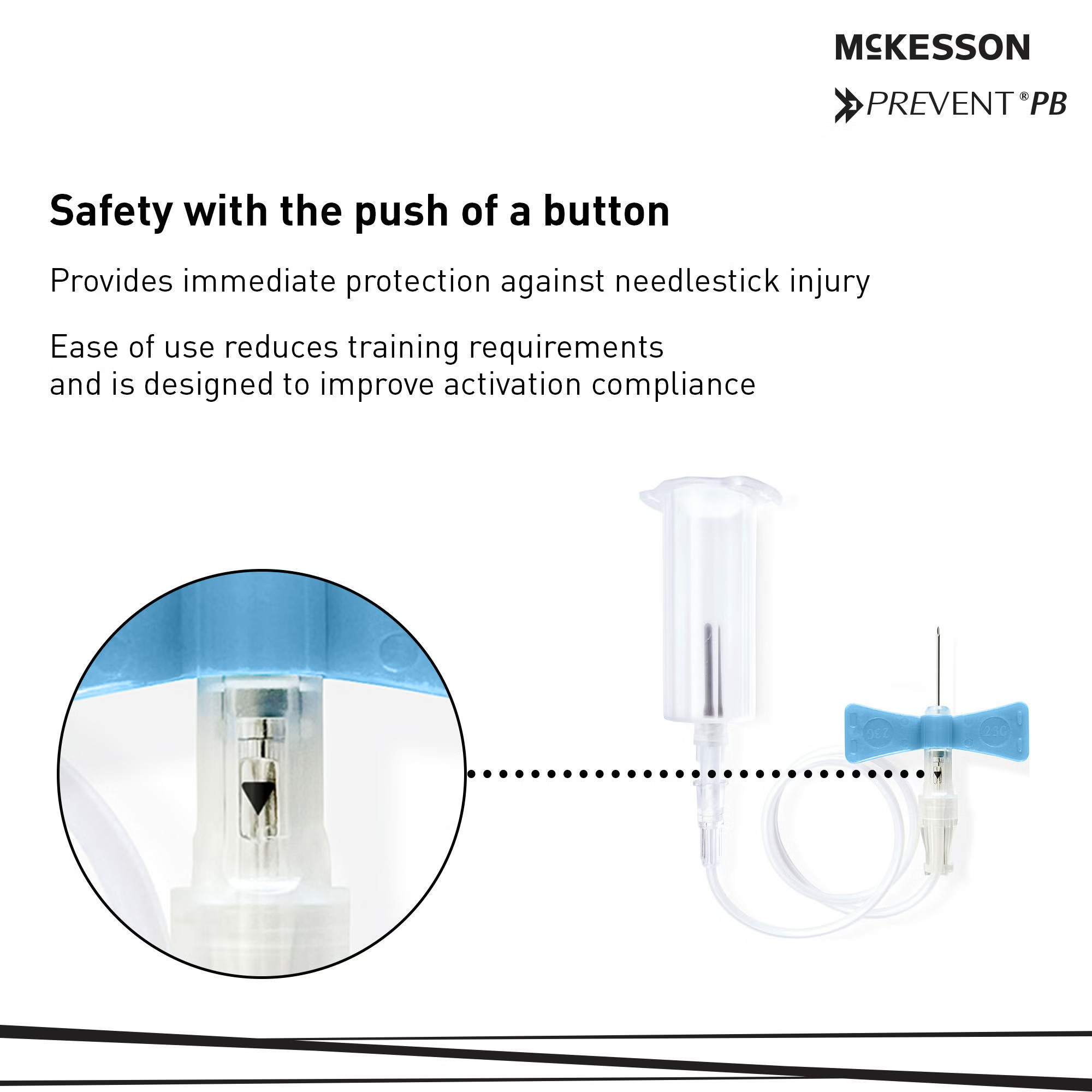 McKesson Brand - 17-BC2375H McKesson Prevent® PB Blood Collection Set with Holder 23 Gauge 3/4 Inch Needle Length Safety Needle 12 Inch Tubing Sterile
