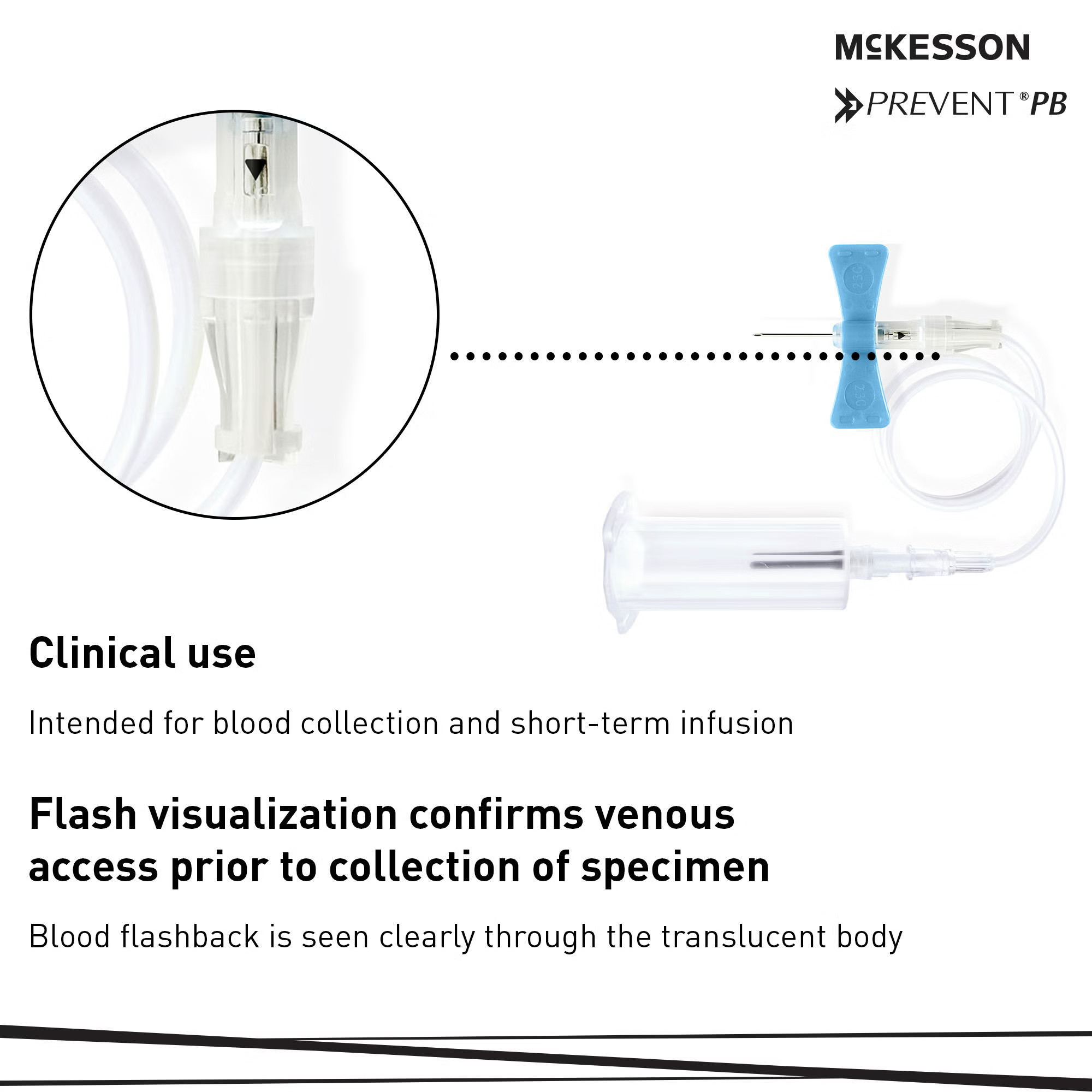 McKesson Brand - 17-BC2375H McKesson Prevent® PB Blood Collection Set with Holder 23 Gauge 3/4 Inch Needle Length Safety Needle 12 Inch Tubing Sterile