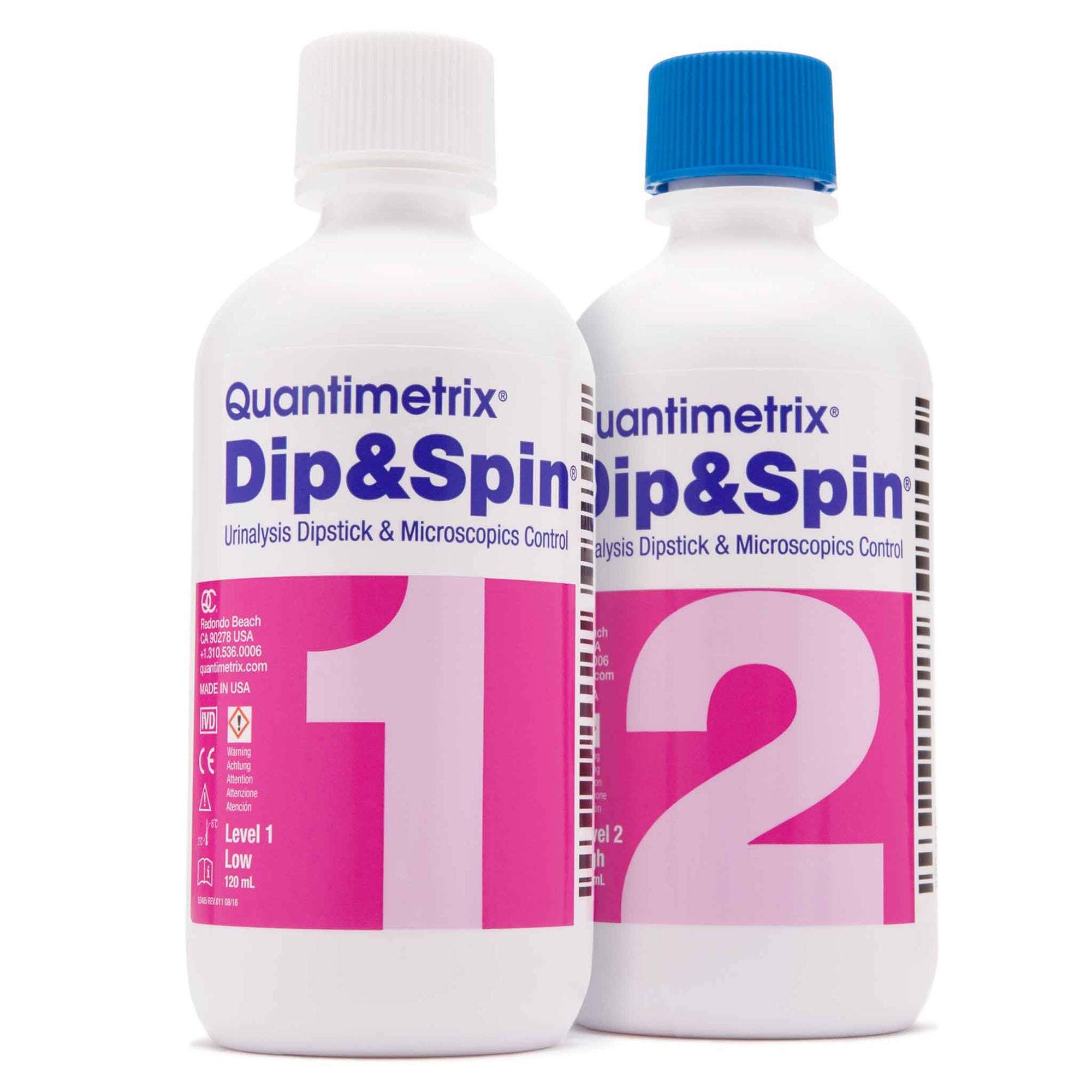 Quantimetrix - 1470-02 Control Set Dip&Spin® Urinalysis Dipstick / Microscopics Level 1, 2 2 X 25 mL