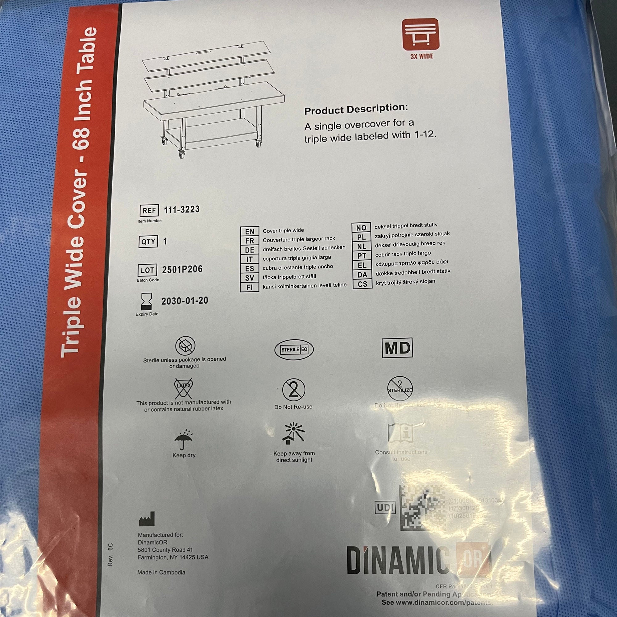 Flex Operating Room Inc - 111-3223 Table Drape DinamicOR 68 Inch Length For Back Table