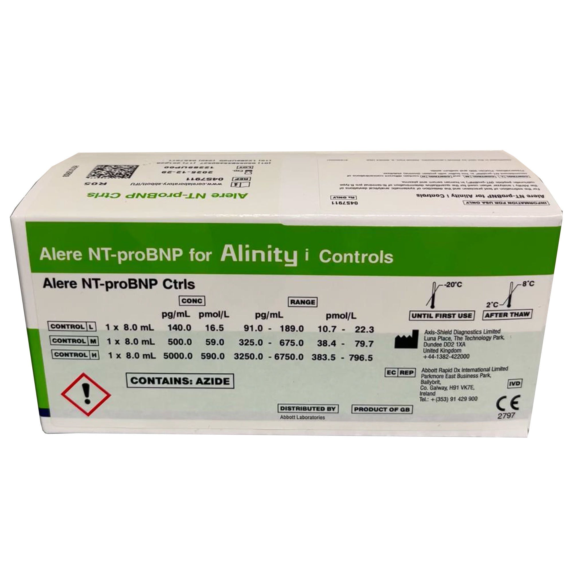 Abbott - 04S79-11 Control Alinity i N-Terminal Pro-Brain Natriuretic Peptide (NT-proBNP ) Low Level, Normal Level, High Level 3 X 8 mL