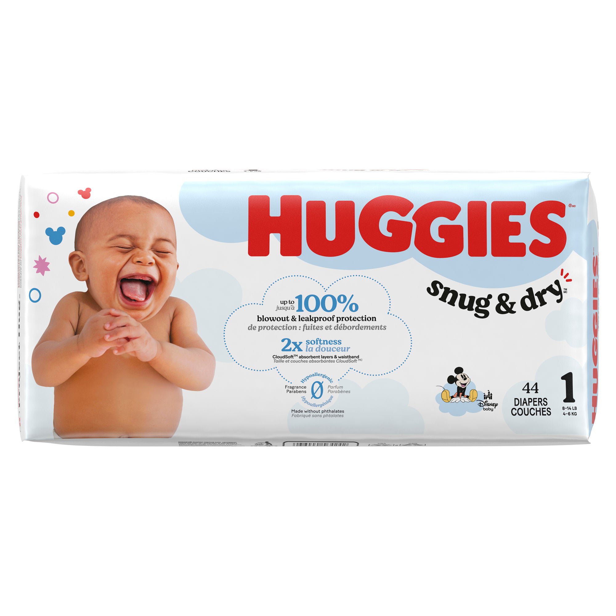 Kimberly Clark - 56424 Unisex Baby Diaper Huggies® Snug & Dry Size 1 Disposable Heavy Absorbency