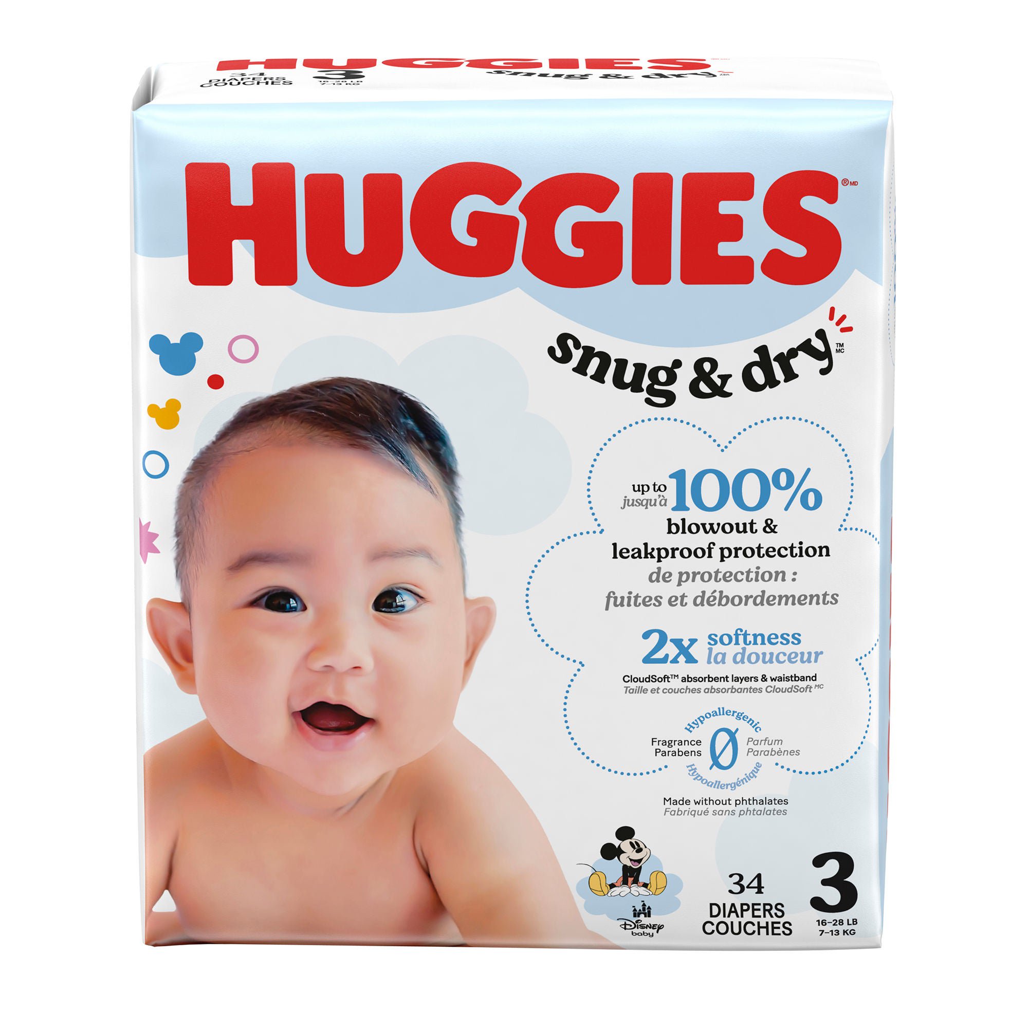 Kimberly Clark - 56426 Unisex Baby Diaper Huggies® Snug & Dry Size 3 Disposable Heavy Absorbency