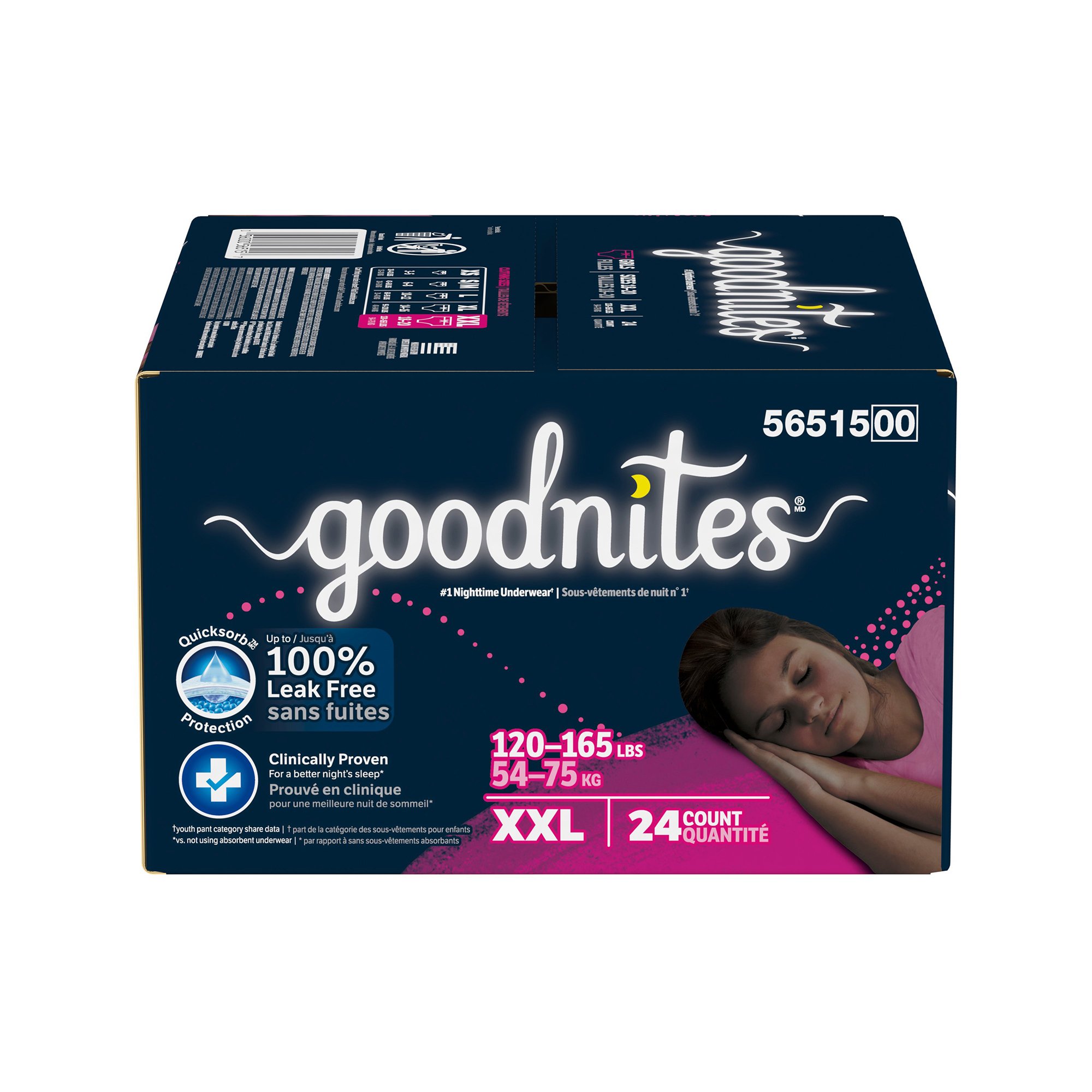 Kimberly Clark 56517 - GoodNites® Nighttime Underwear for Girls, 2X-Large - 8/Pack, 32/Case