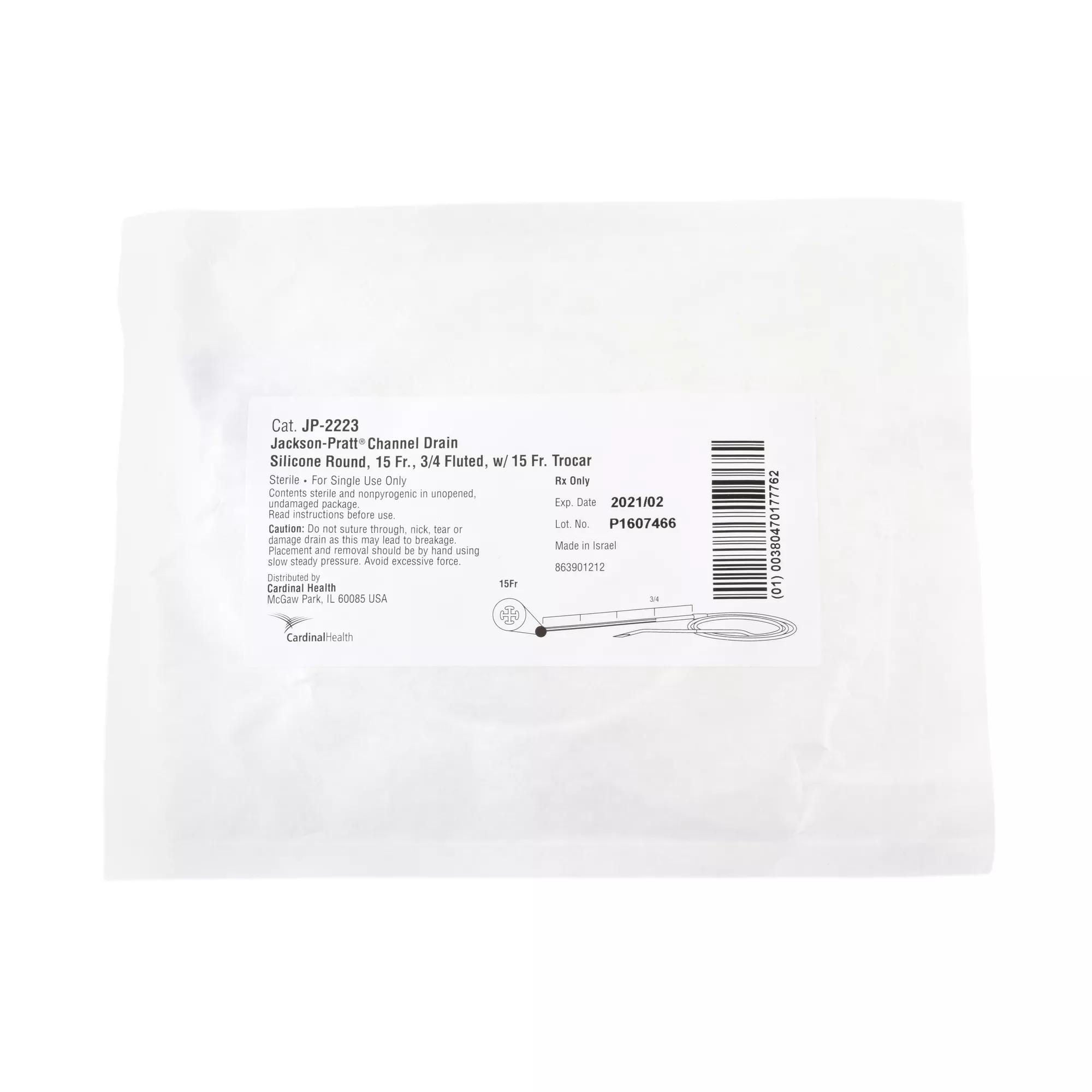 Cardinal - JP-2225 Wound Drain Tube Jackson-Pratt® Round Type With Trocar 4 Channel Type 19 Fr. Sterile