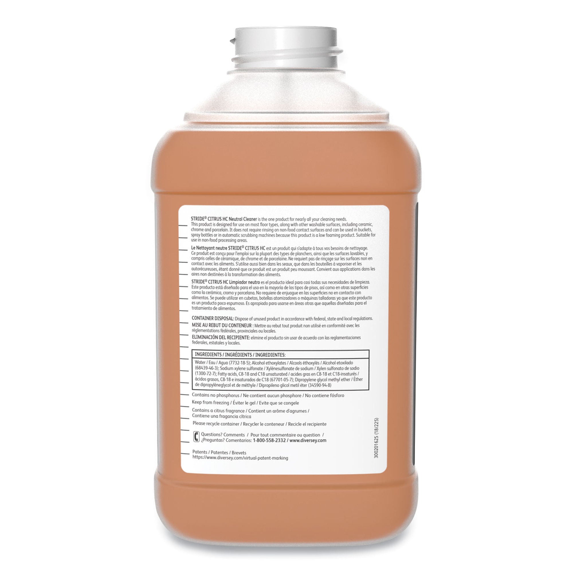 Diversey - 101109756 Surface Disinfectant Cleaner Stride® Citrus HC Neutral Alcohol Based J-Fill® Dispensing Systems Liquid 2.5 Liter Bottle Citrus Scent NonSterile