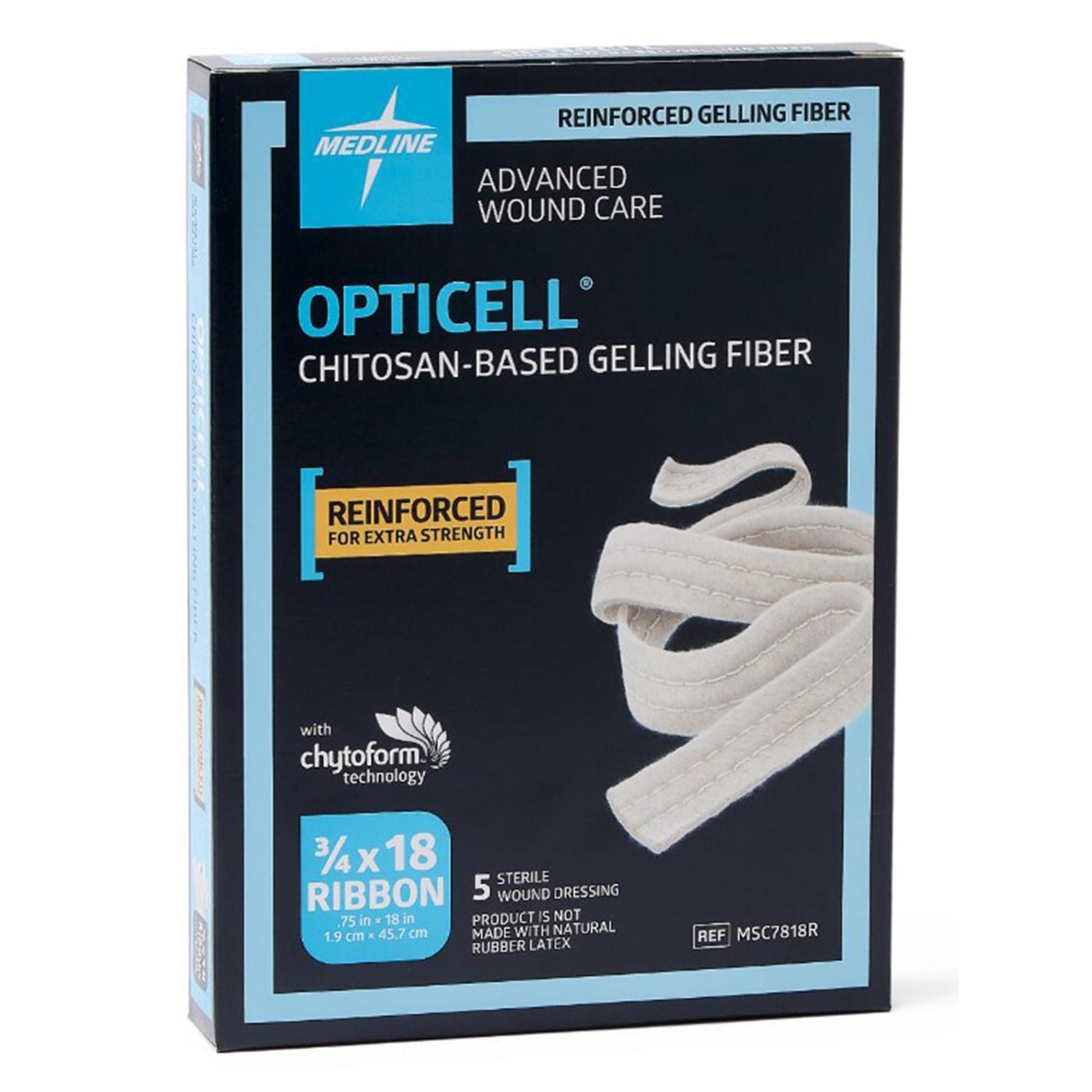 Medline - MSC7818RZ Gelling Fiber Dressing Opticell Chitosan-based Gelling Fiber 3/4 X 18 Inch Ribbon