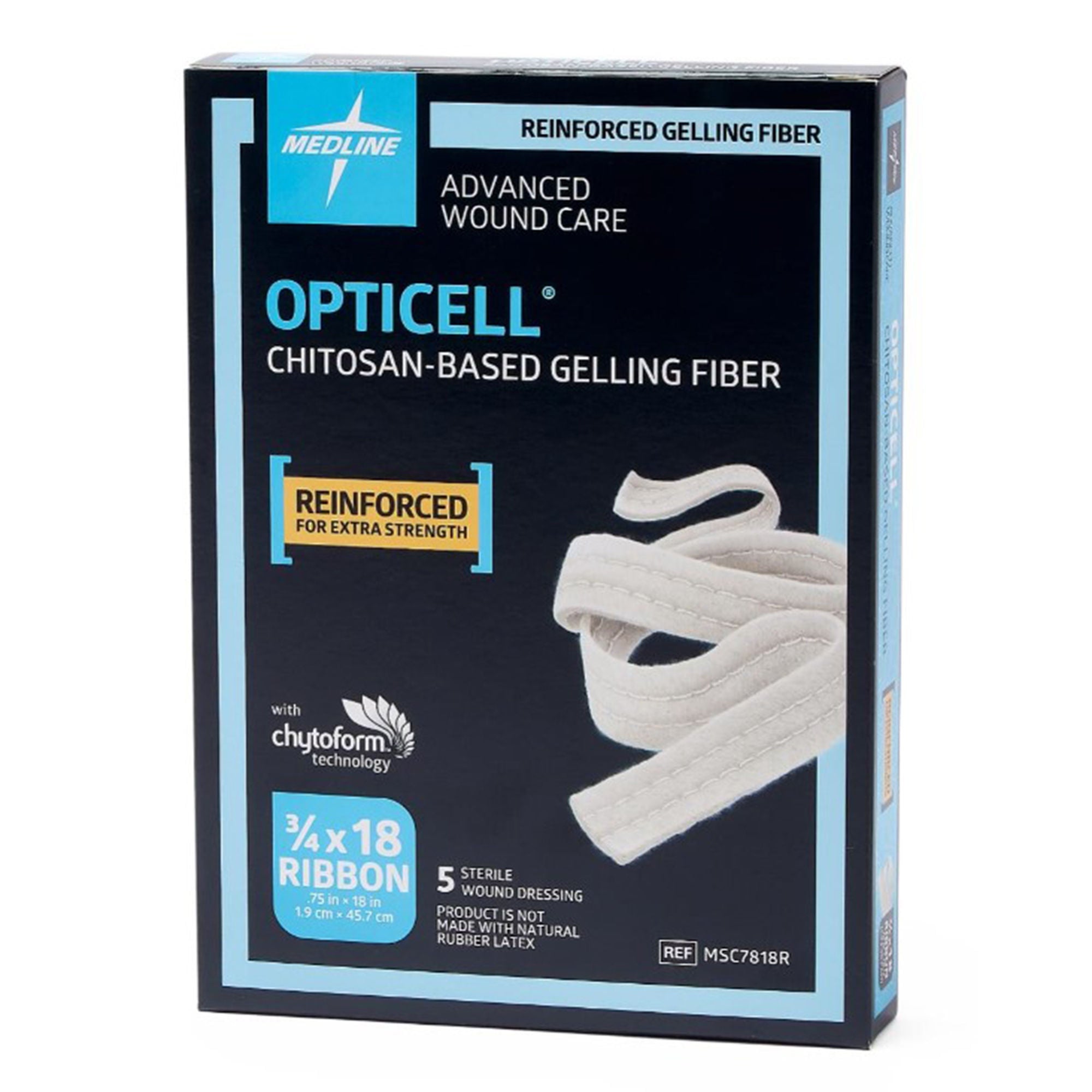 Medline - MSC7818RZ Gelling Fiber Dressing Opticell Chitosan-based Gelling Fiber 3/4 X 18 Inch Ribbon