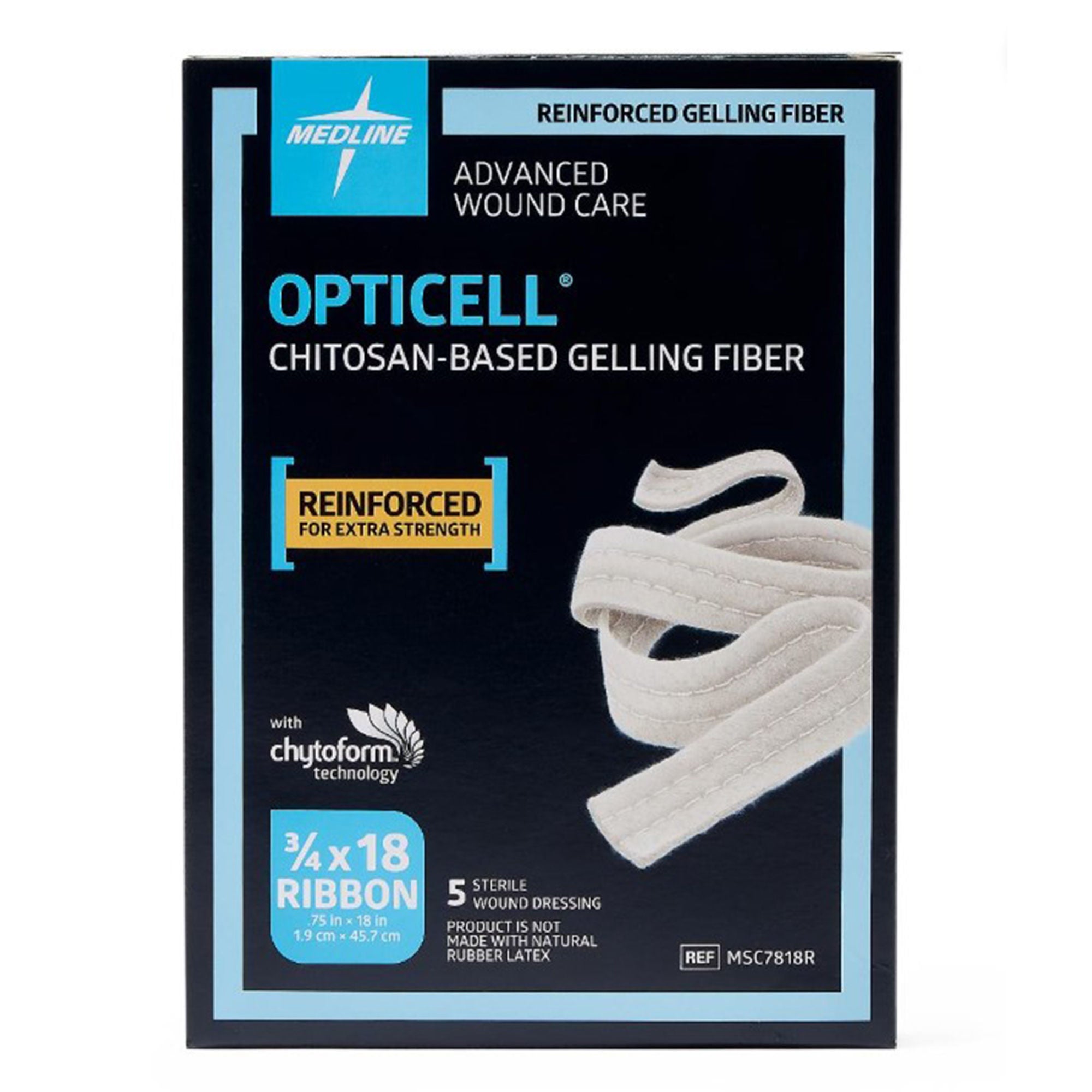 Medline - MSC7818RZ Gelling Fiber Dressing Opticell Chitosan-based Gelling Fiber 3/4 X 18 Inch Ribbon