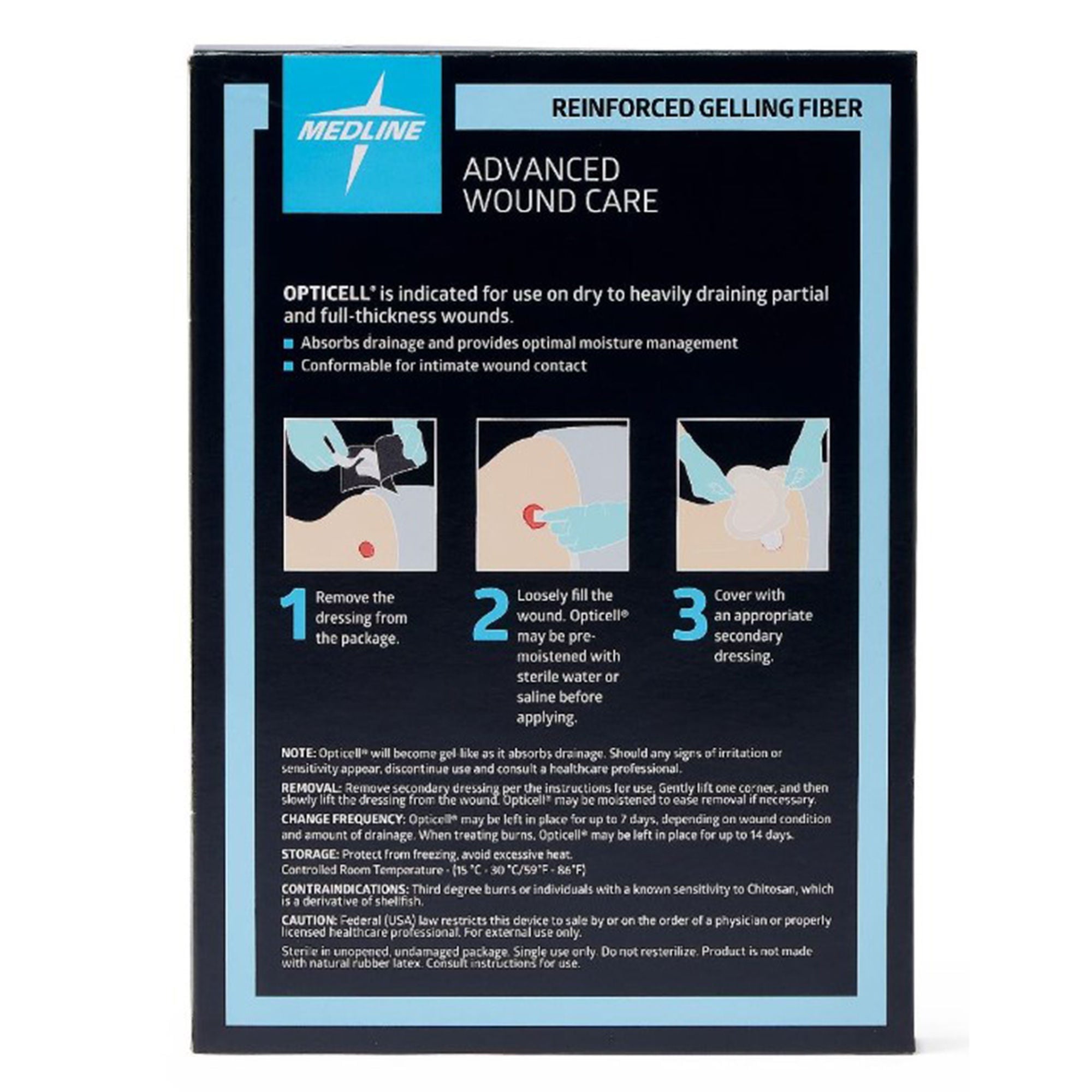 Medline - MSC7818RZ Gelling Fiber Dressing Opticell Chitosan-based Gelling Fiber 3/4 X 18 Inch Ribbon
