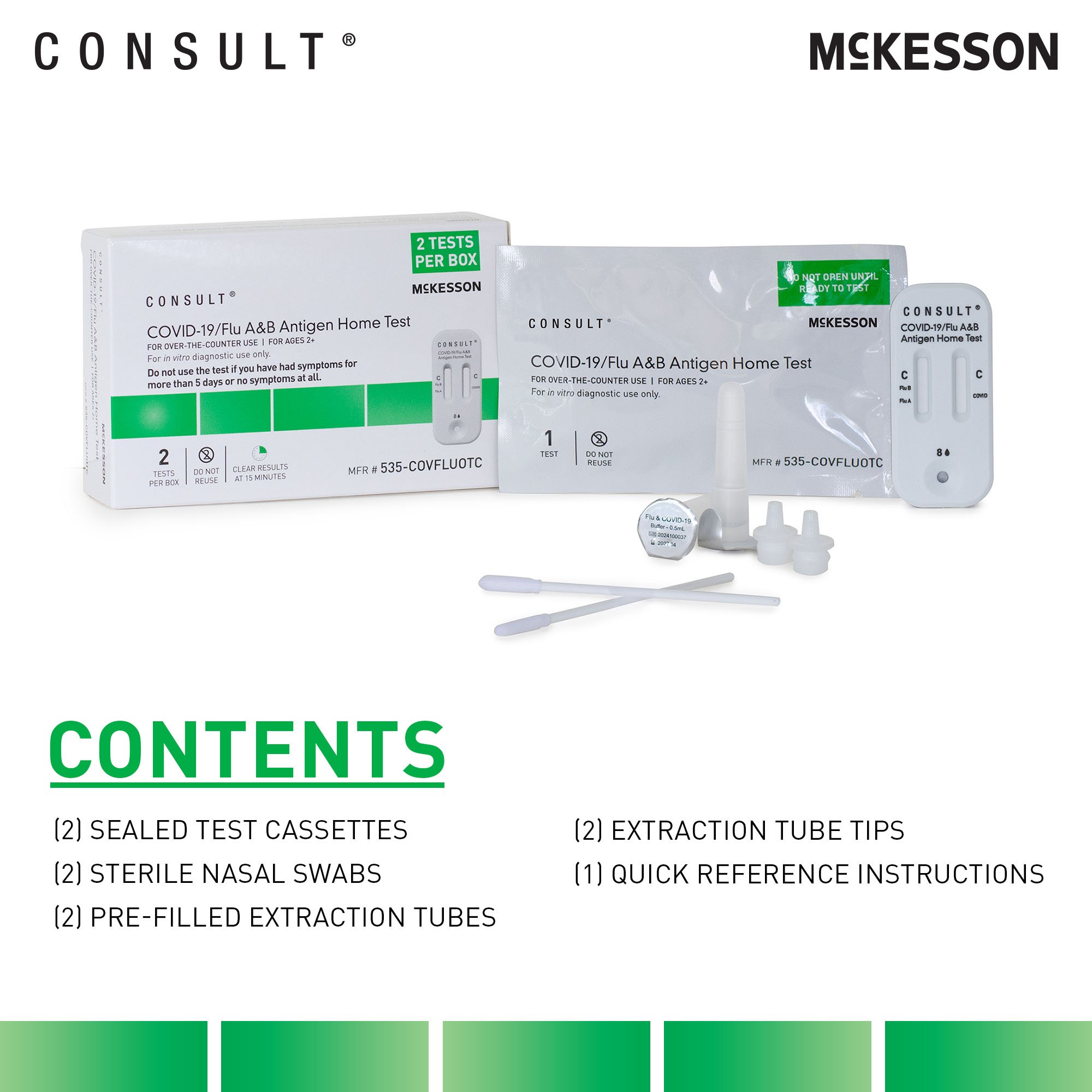 McKesson Brand 535-COVFLUOTC - McKesson Consult® COVID-19/Flu A & B Antigen Home Test - 1/Box, 300/Case