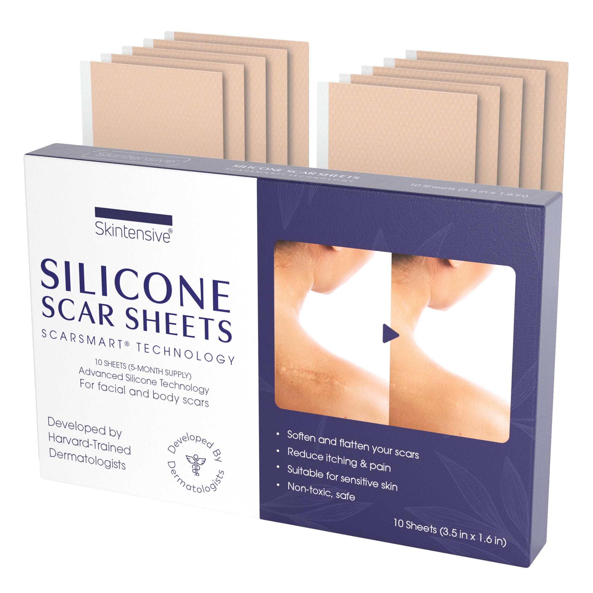 Skintensive LLC - SK-0010 Silicone Skin Strip Skintensive® 1-3/5 X 3-1/2 Inch Rectangle NonSterile