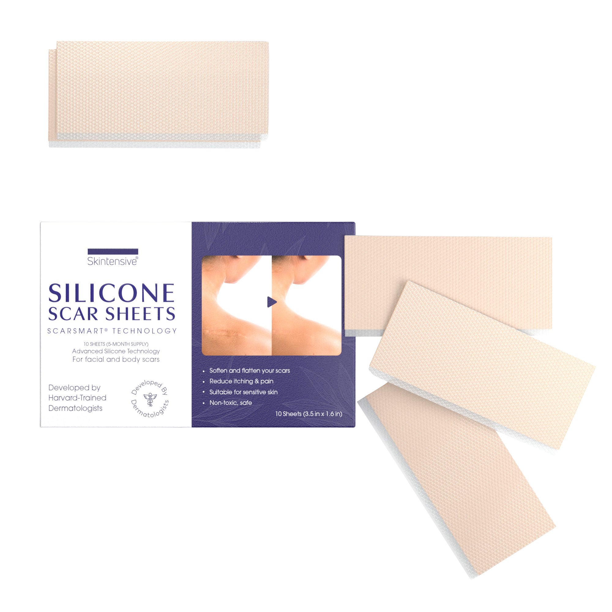 Skintensive LLC - SK-0010 Silicone Skin Strip Skintensive® 1-3/5 X 3-1/2 Inch Rectangle NonSterile