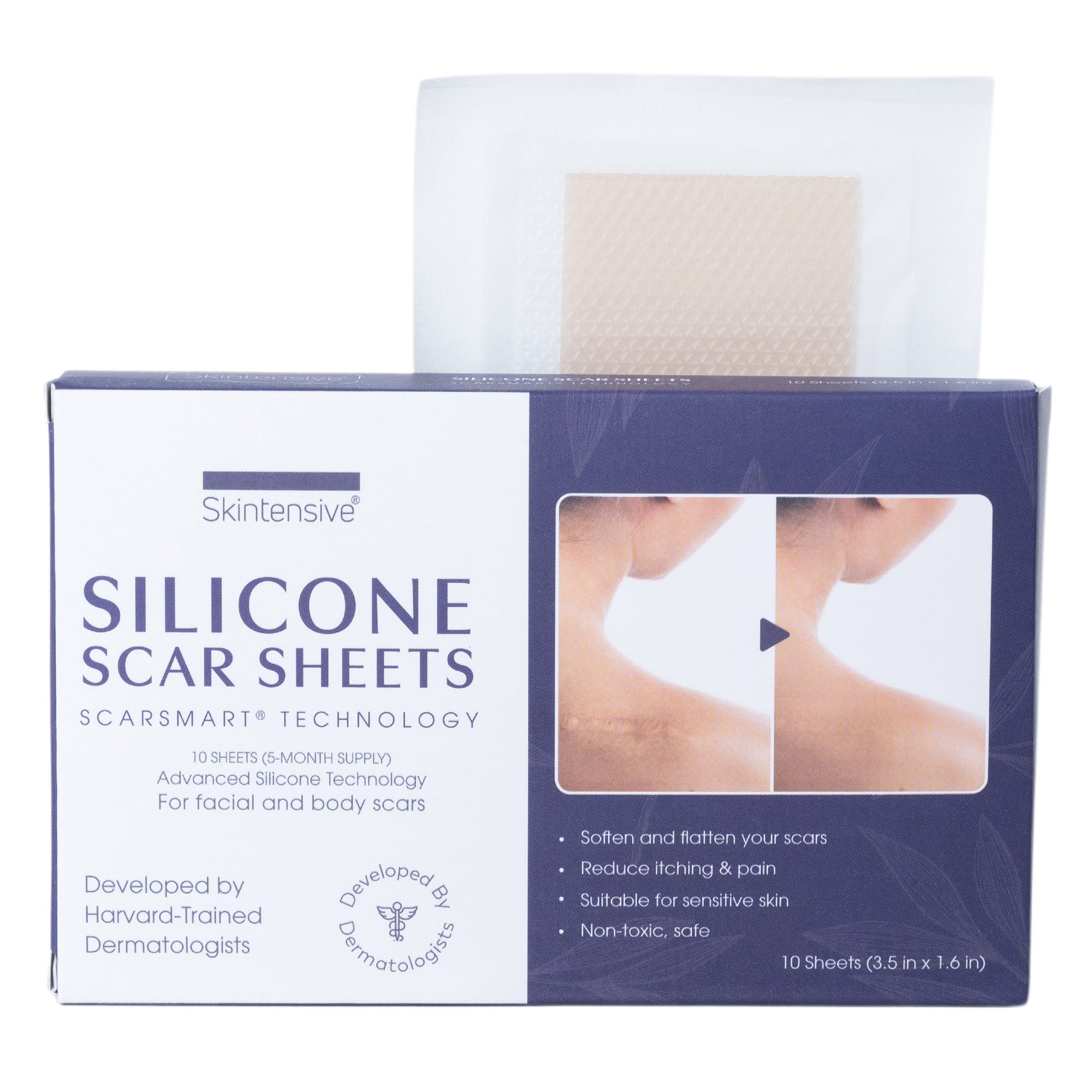 Skintensive LLC - SK-0010 Silicone Skin Strip Skintensive® 1-3/5 X 3-1/2 Inch Rectangle NonSterile