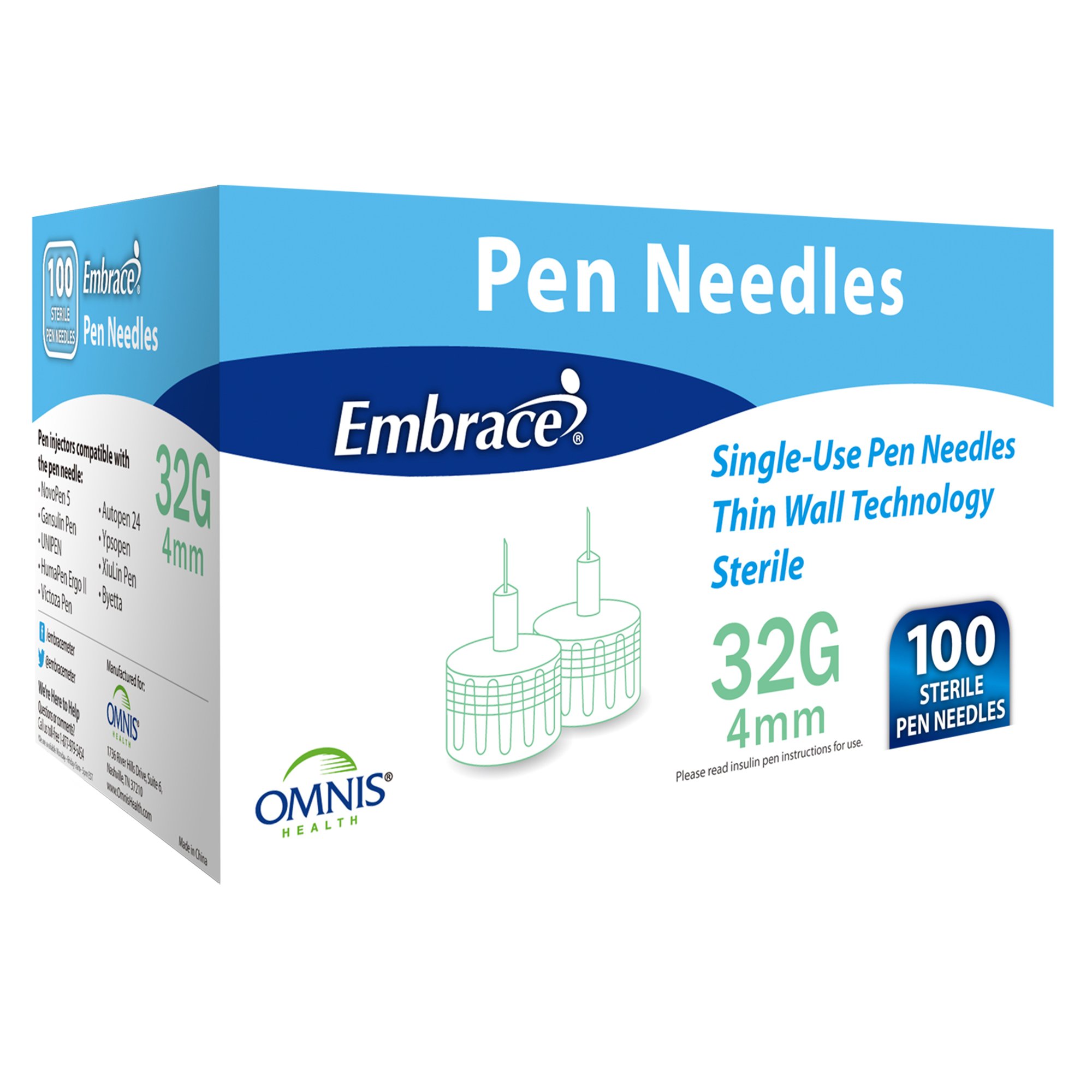 Embrace Safety Insulin Pen Needle SHN02MM32.04 by Omnis Health