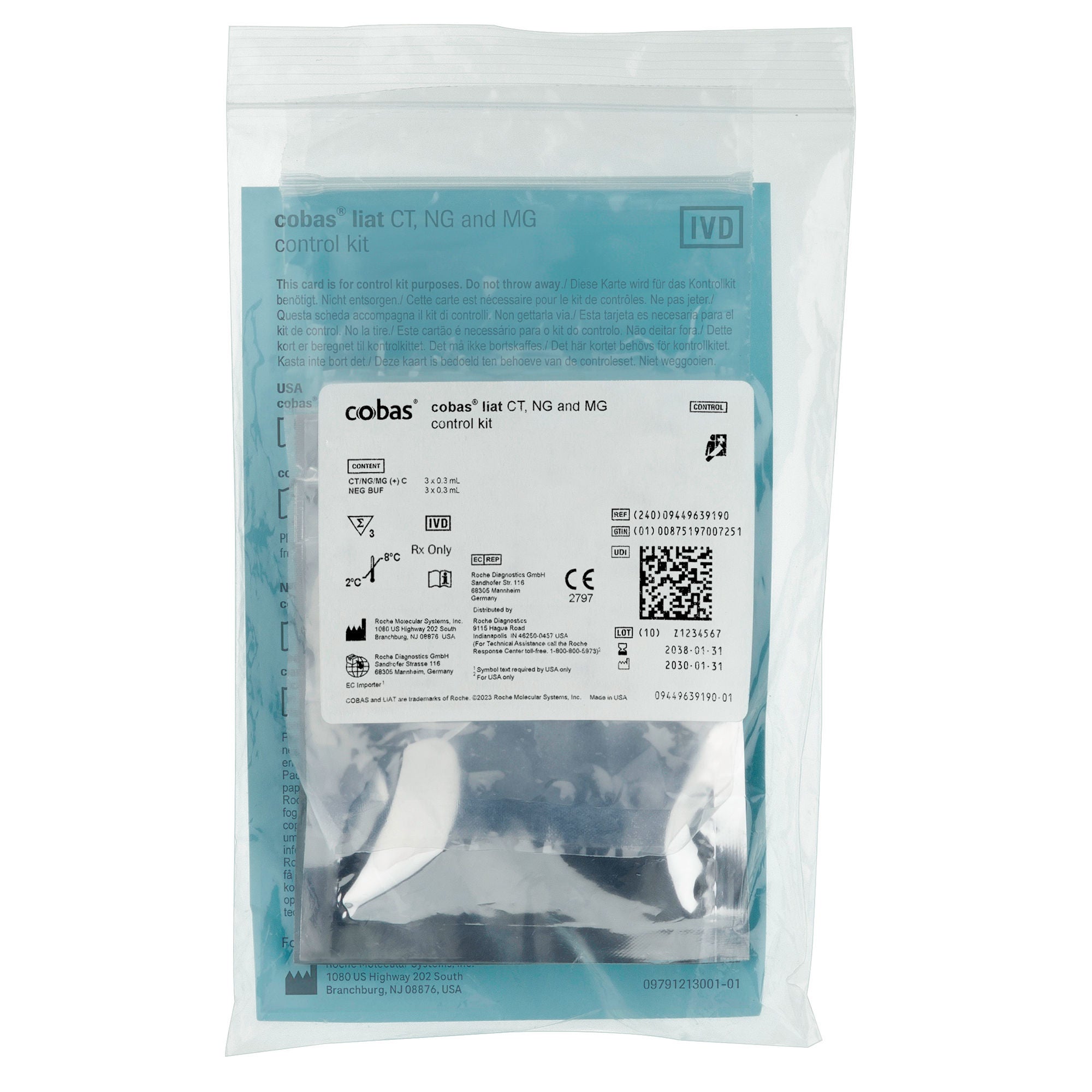 Roche Diagnostics - 09449639190 Control Set cobas® liat® CT / NG / MG Positive Level / Negative Level 6 X 0.3 mL