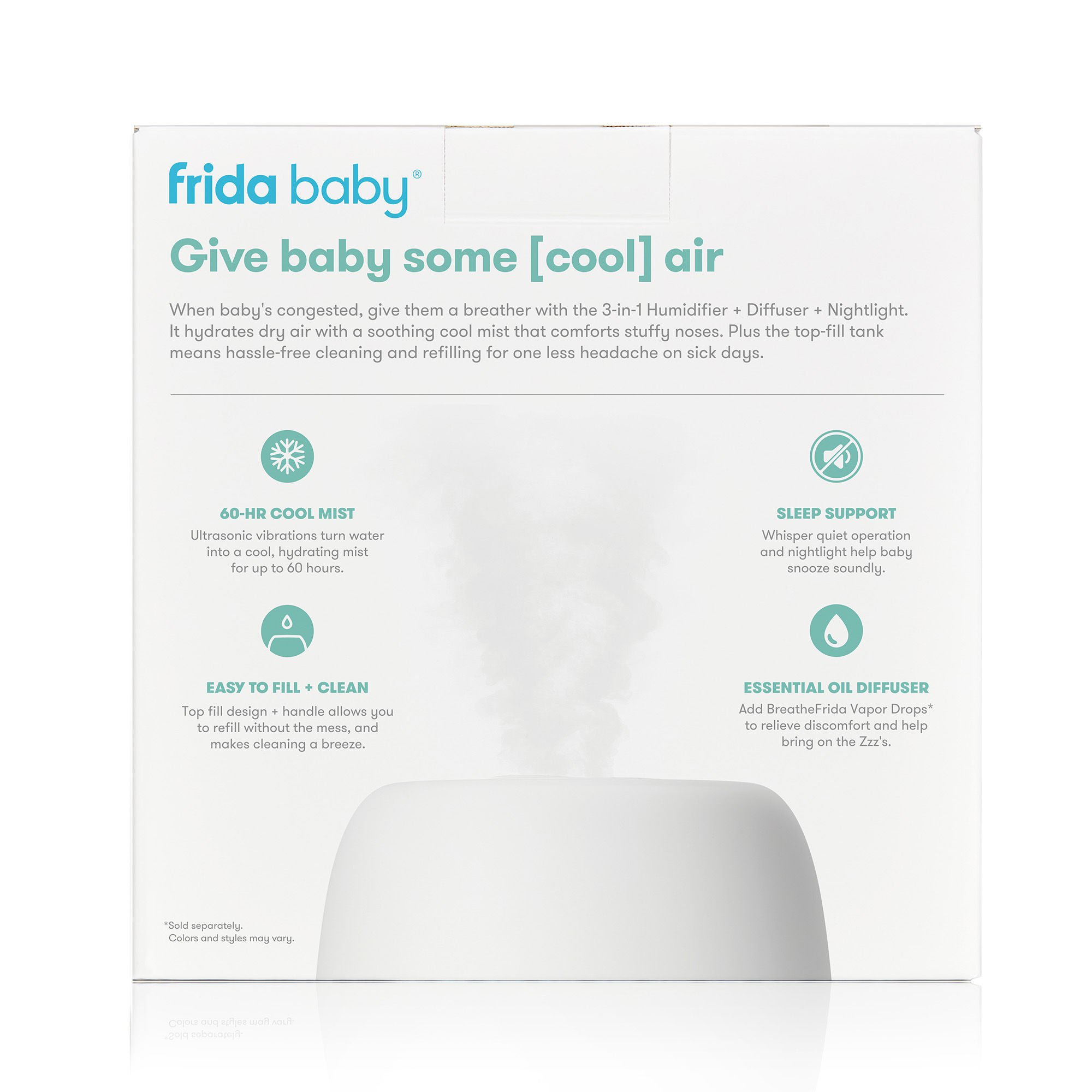 Fridababy LLC - 100001970 3 in 1 Humidifier Difuser and Nighlight BreatheFrida™ 0.5 Gal Water Neonate / Infant