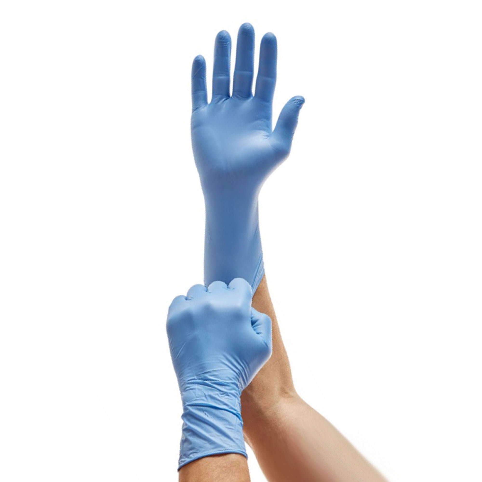 Cardinal - 88SNS03M Exam Glove Cardinal Health™ Medium 100 per Box Sterile Single Nitrile Extended Cuff Length Textured Fingertips Blue Chemo Tested