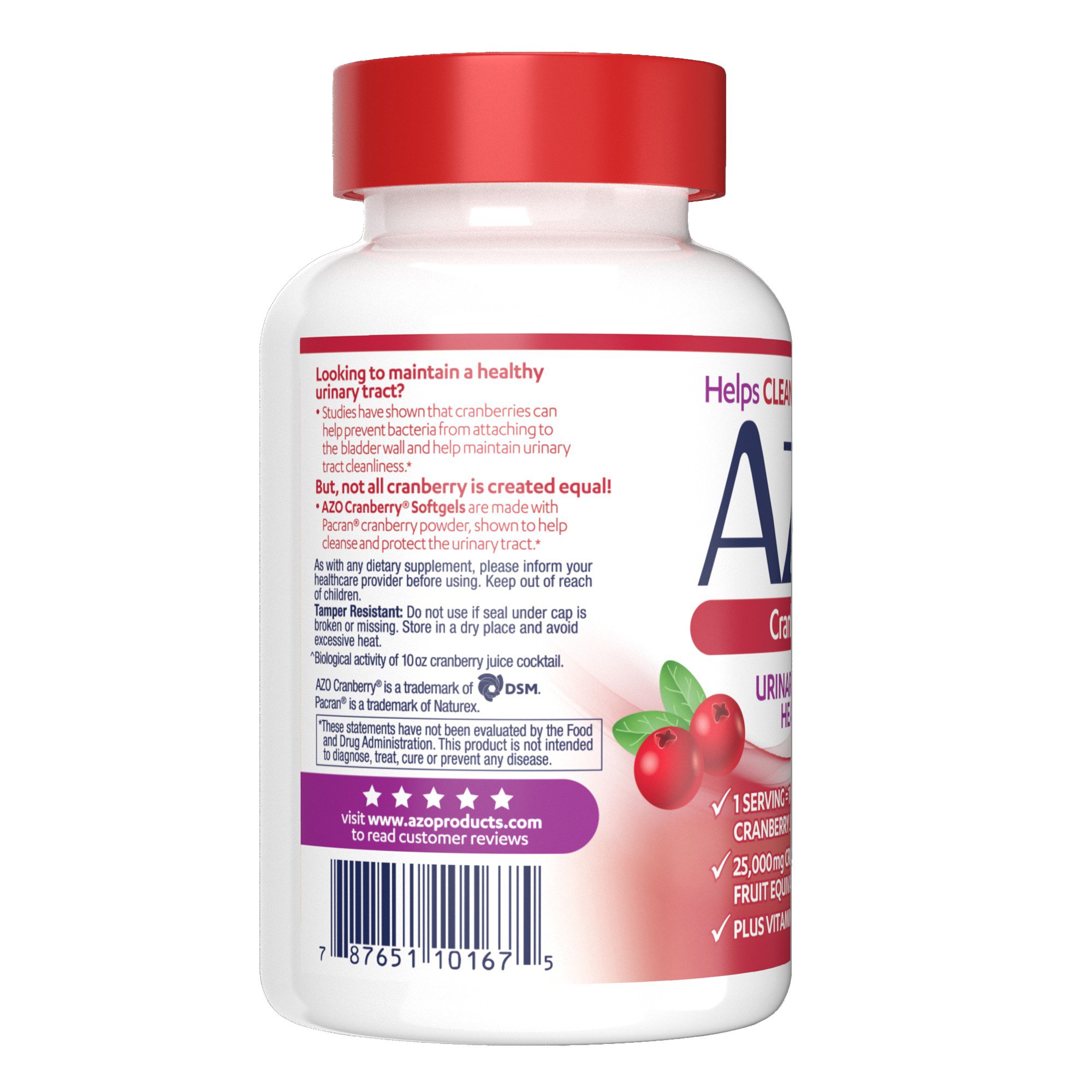 i-Health Inc 787651101675 - AZO® Cranberry Softgels for Convenient Urinary Tract Health - 1/Bottle, 24/Case