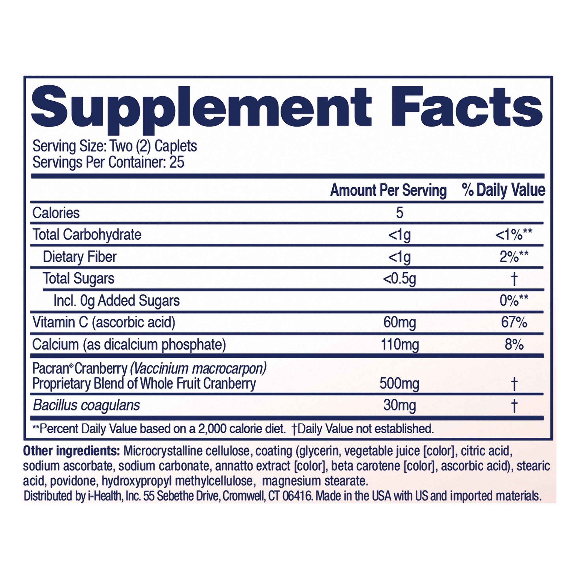 i-Health Inc 787651420677 - AZO® Cranberry Caplets, Cranberry Powder with a Probiotic + Vitamin C - 1/Box, 24/Case