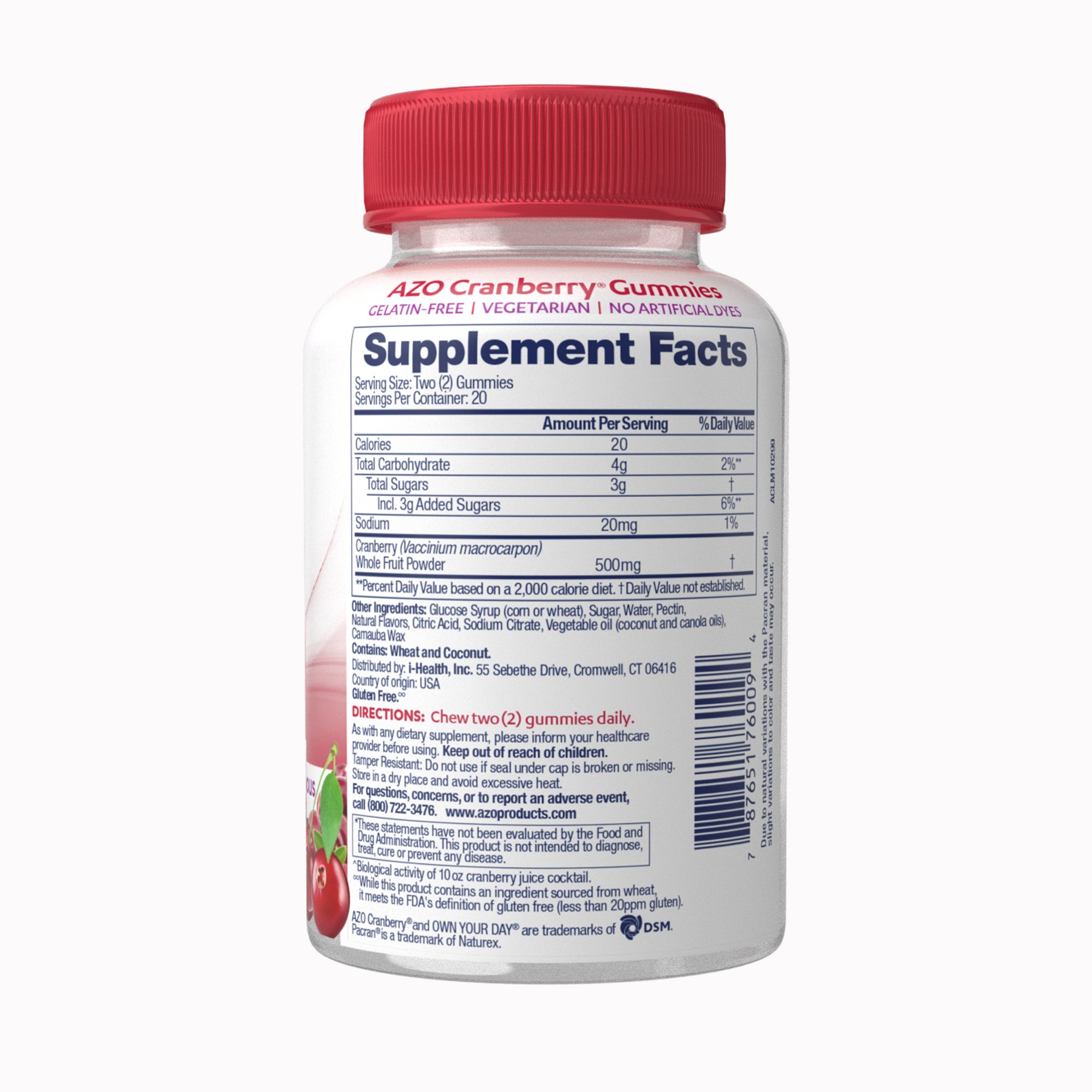 i-Health Inc 787651760094 - AZO® Cranberry, 40 Convenient Gummies in a Bottle - 1/Bottle, 24/Case