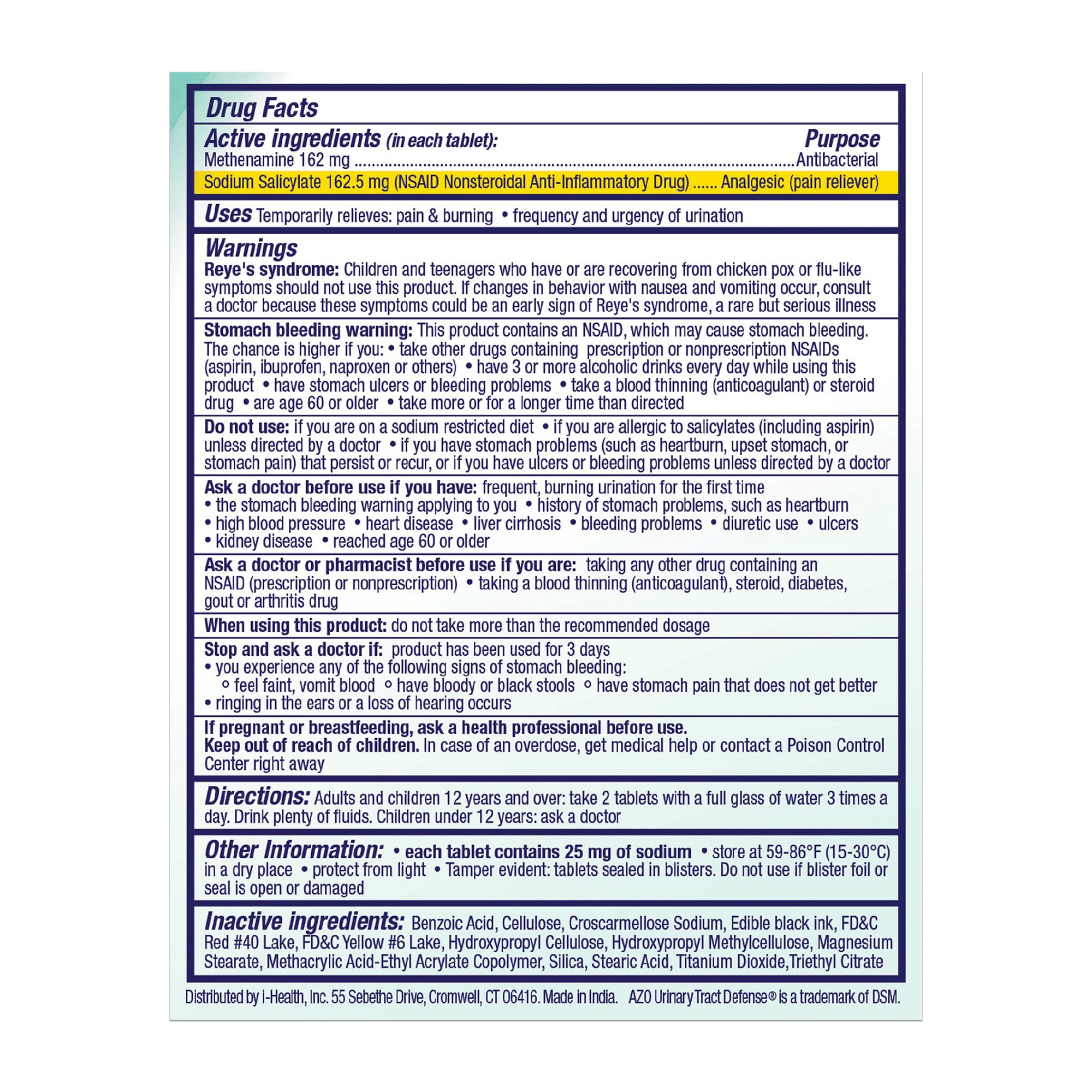 i-Health Inc 787651760117 - AZO® Urinary Tract Defense Tablets - 1/Box, 24/Case