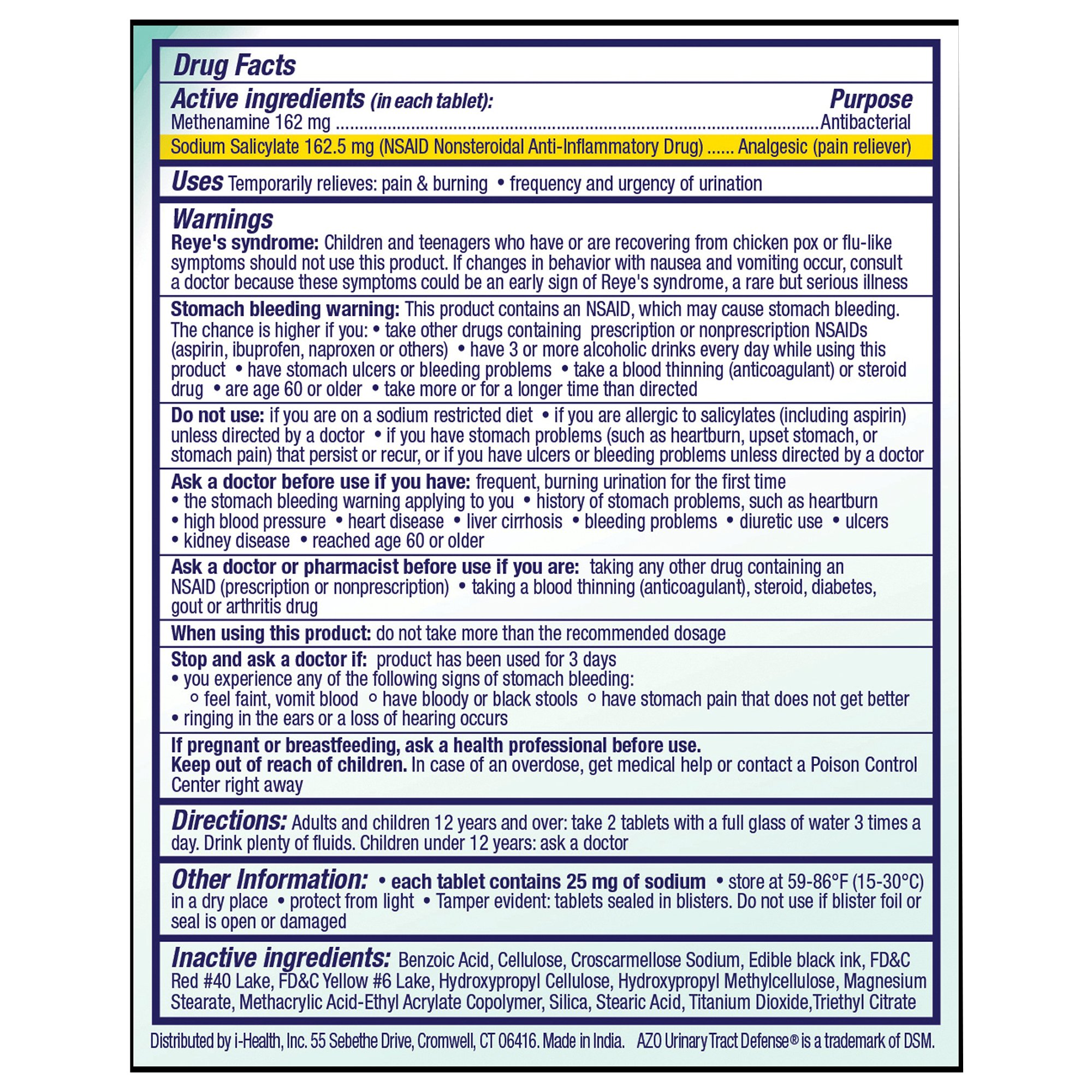i-Health Inc 787651760155 - AZO® Urinary Tract Defense Tablets - 1/Box, 24/Case