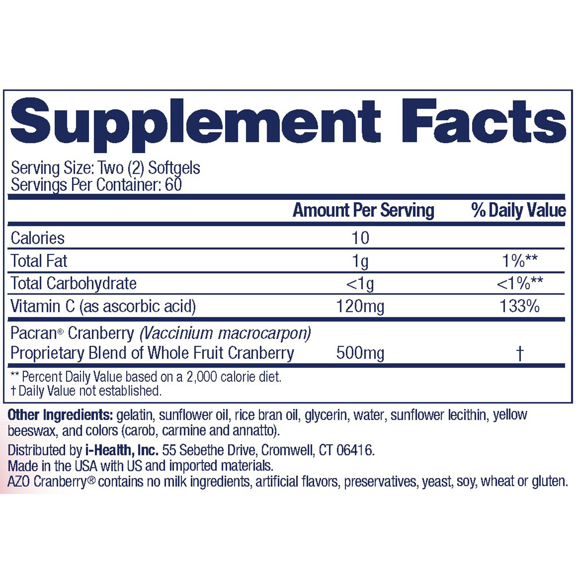 AZO Urinary Tract Health Dietary Supplement 787651760230 by i-Health