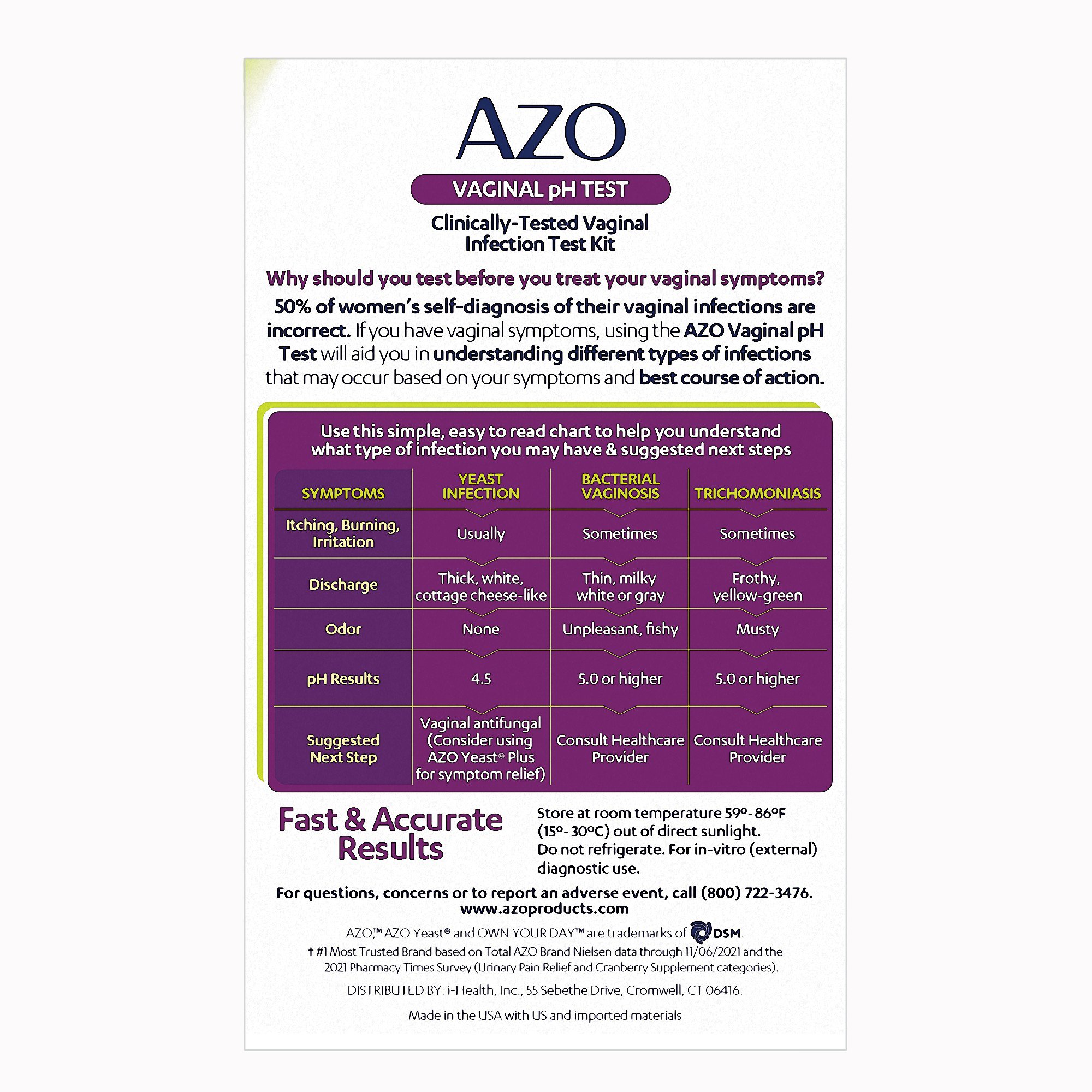 i-Health Inc 787651760339 - AZO® Vaginal pH Test, Infection Test Kit - 1/Box, 24/Case