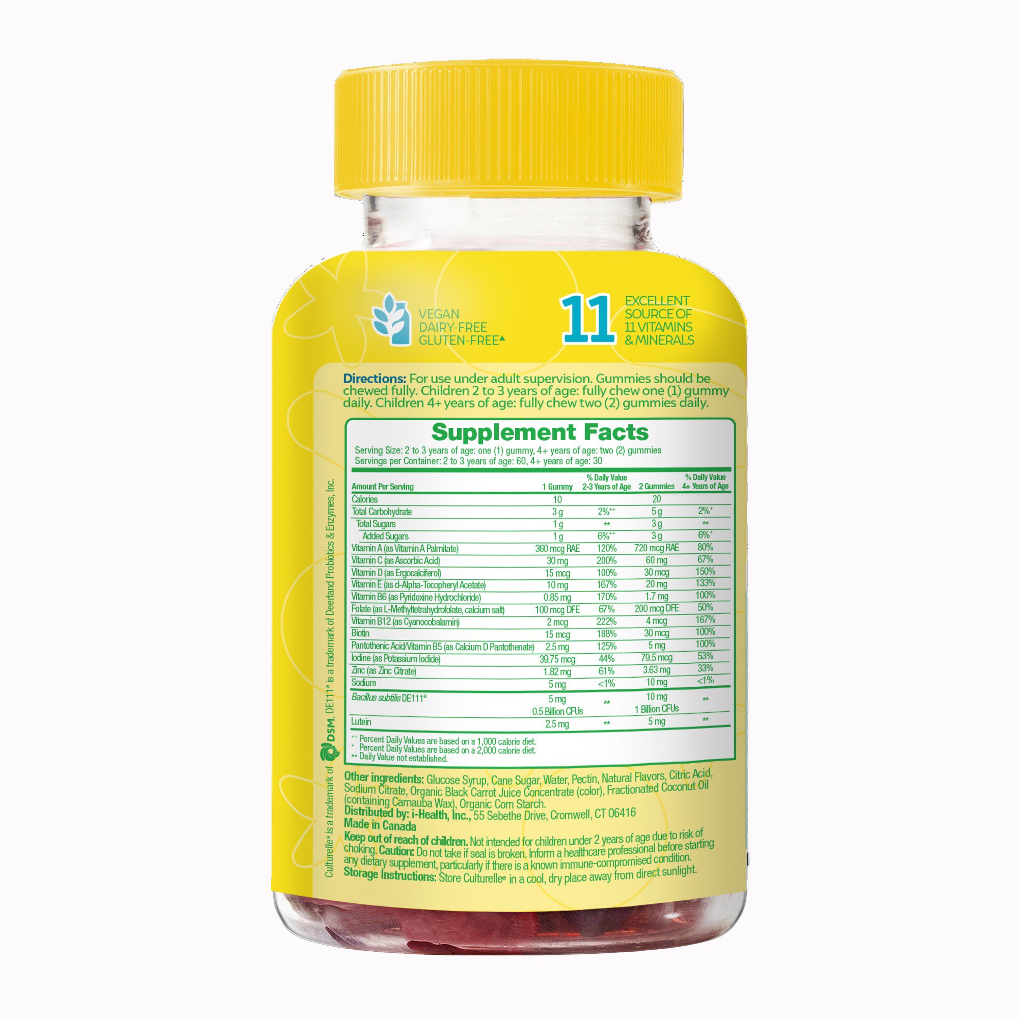 i-Health Inc 049100401485 - Culturelle® Kids Multivitamin + Probiotic Gummies with Lutein - 1/Bottle, 24/Case