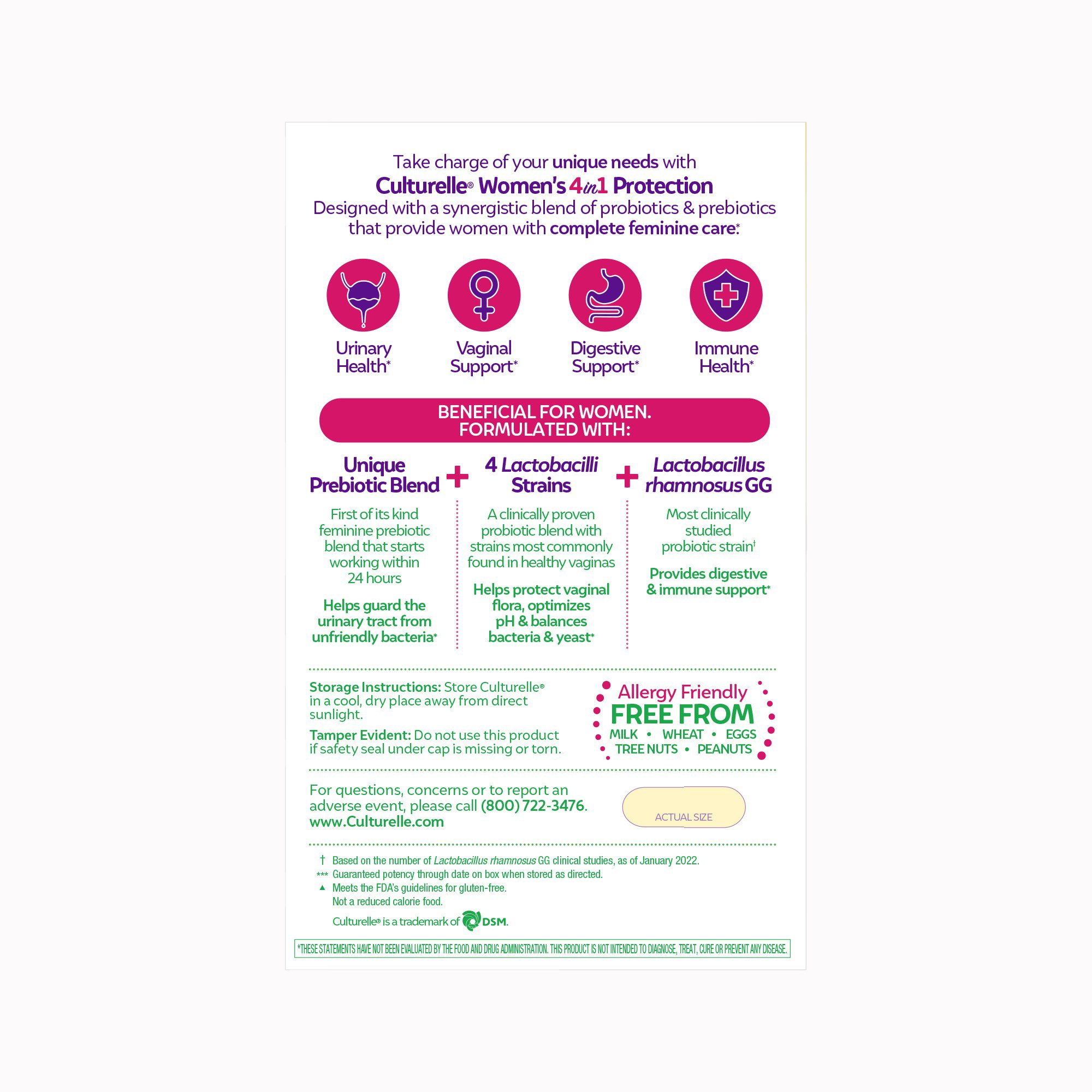 i-Health Inc 049100400594 - Culturelle® Women's Four-in-One Protection Probiotic Vegetarian Capsules - 1/Box, 24/Case