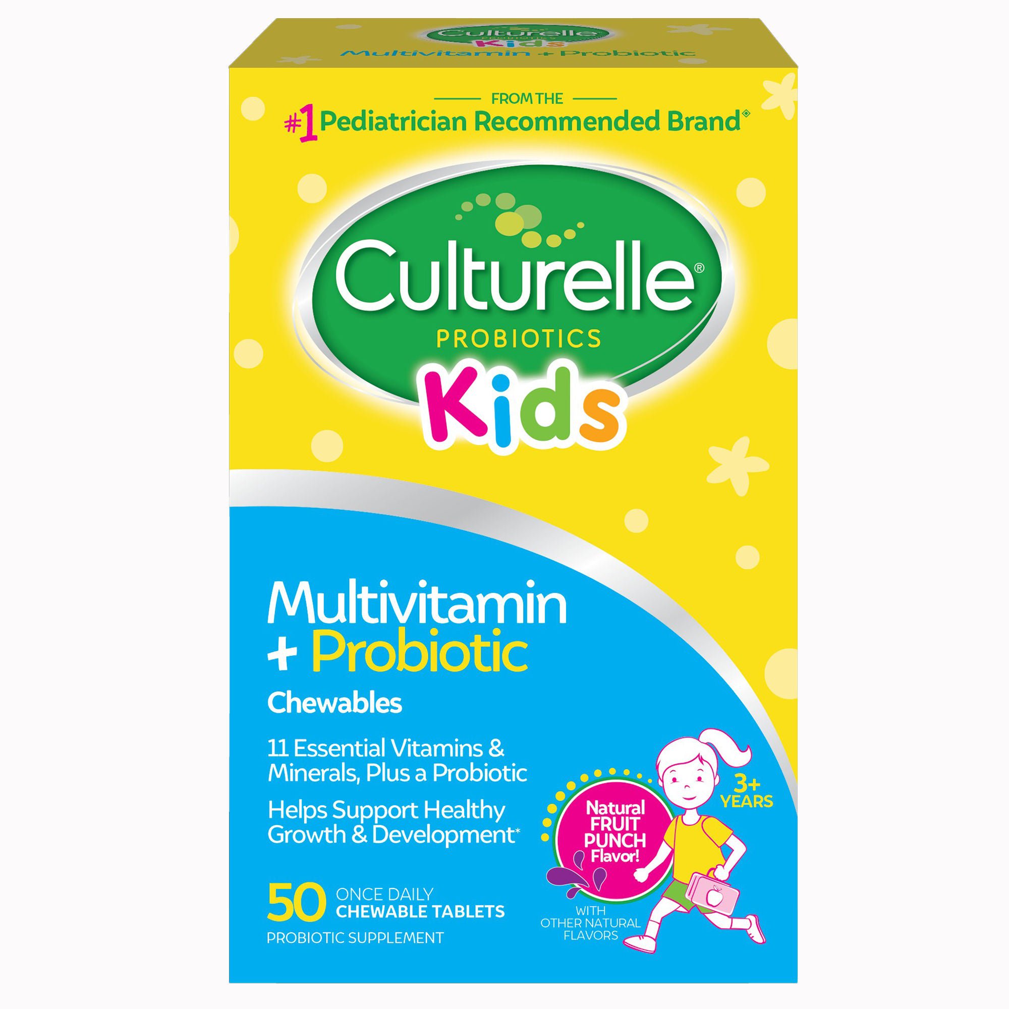 i-Health Inc - 049100400709 Culturelle® Kids Multivitamin + Probiotic Chewable Tablets Natural Fruit Punch