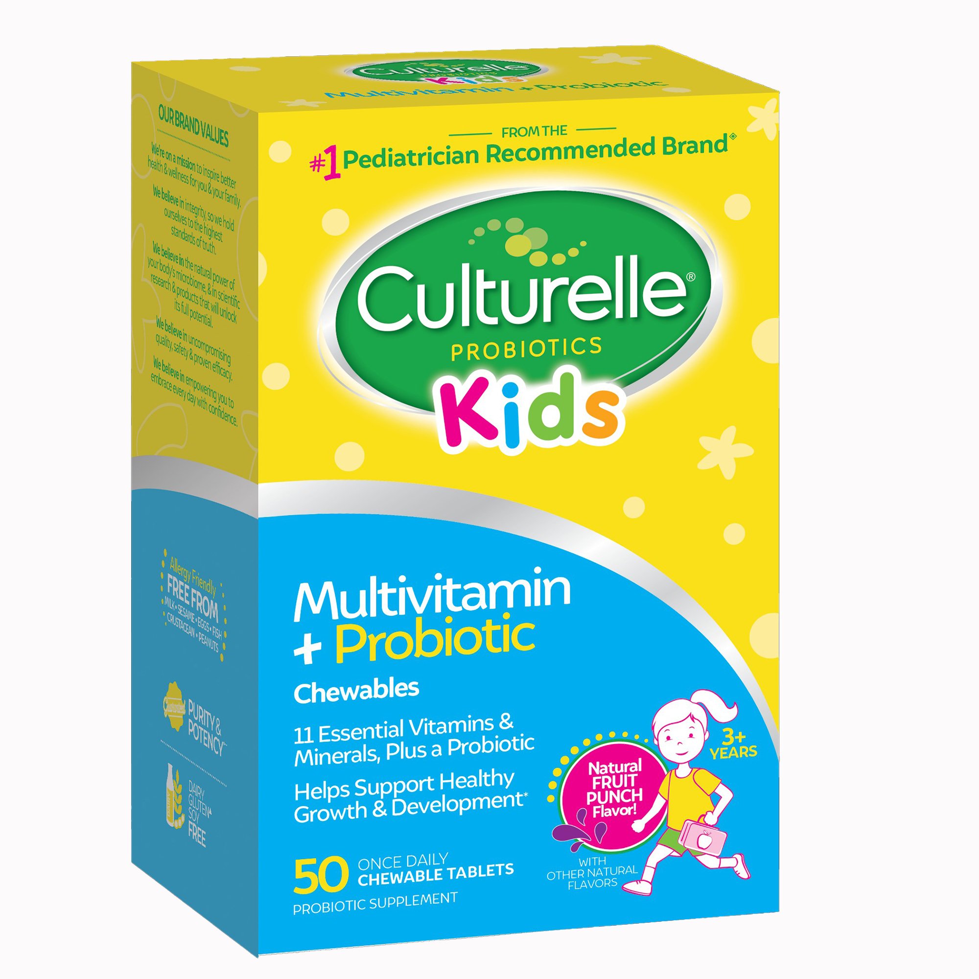 i-Health Inc 049100400709 - Culturelle® Kids Multivitamin + Probiotic Chewable Tablets Natural Fruit Punch - 1/Box, 24/Case