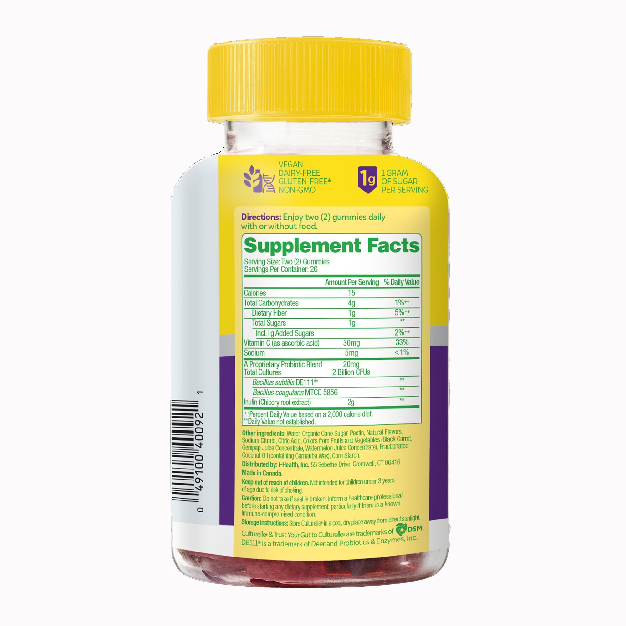 i-Health Inc 049100400921 - Culturelle® Probiotic + Prebiotic Gummies - 1/Bottle, 24/Case